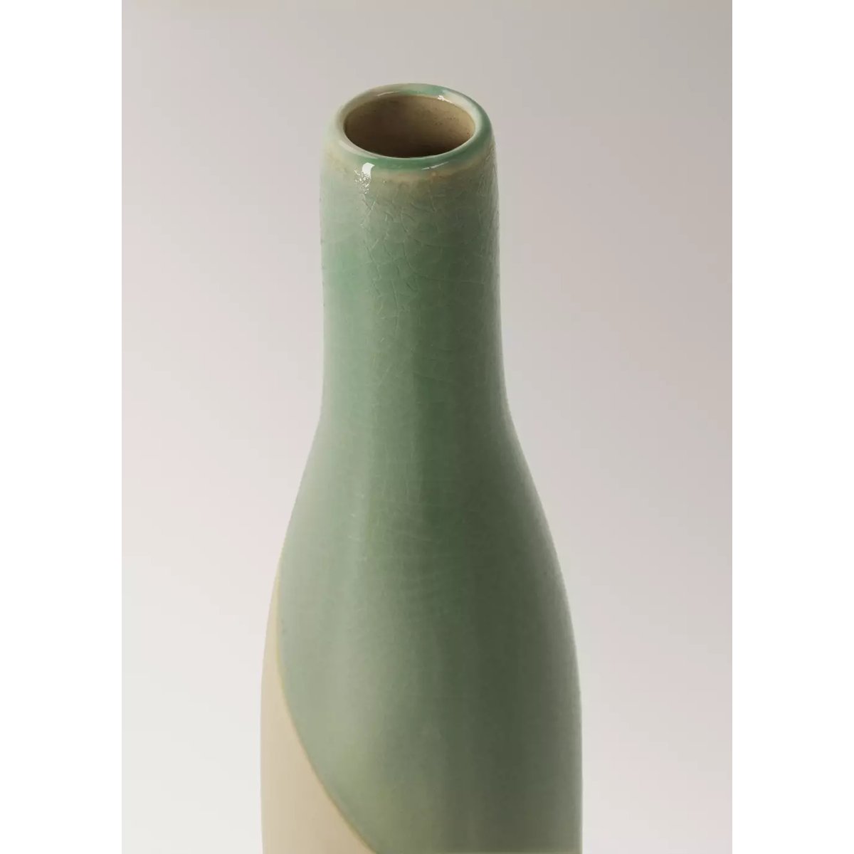 Vase 100 % grès bicolore turquoise, MANGO HOME