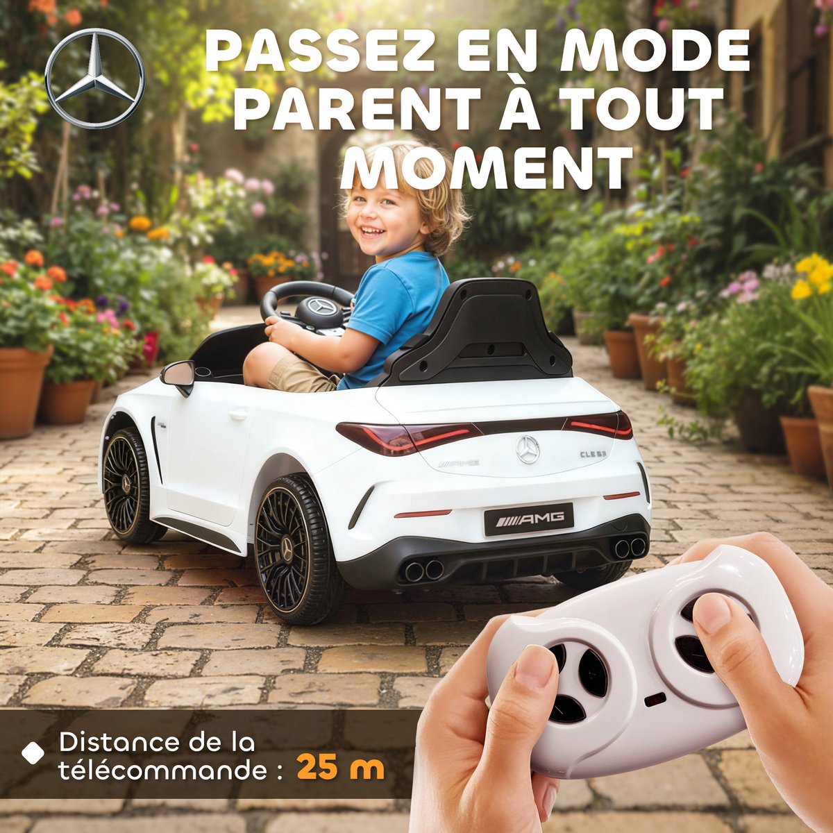 Voiture électrique à conducteur assis PP blanc, AIYAPLAY