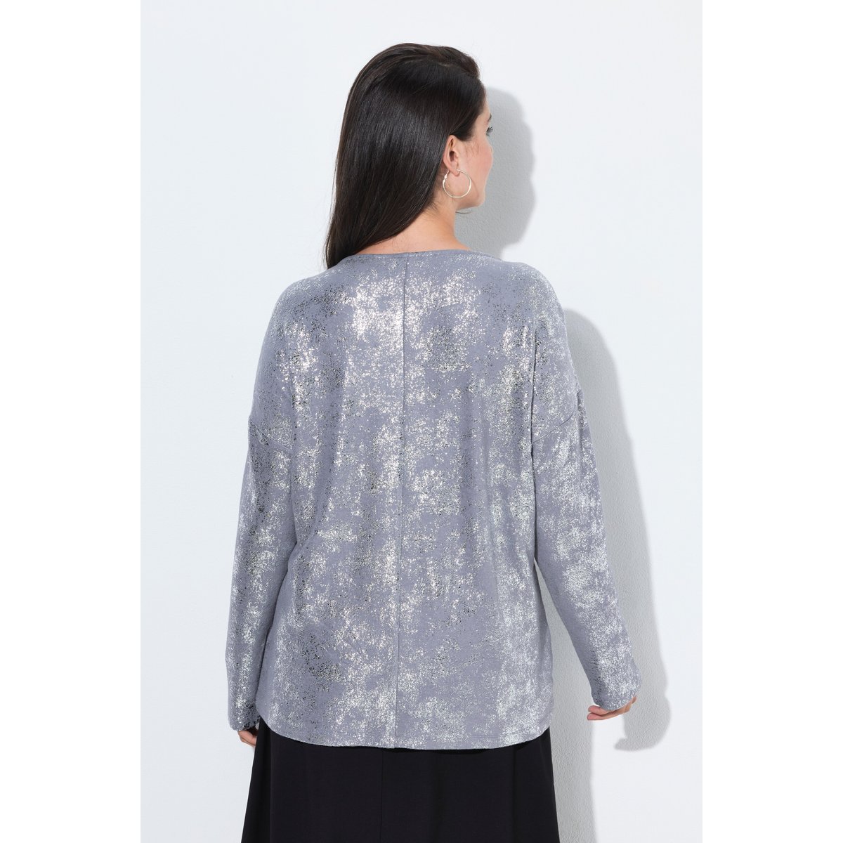 T-shirt imprimé argenté gris chiné, ULLA POPKEN