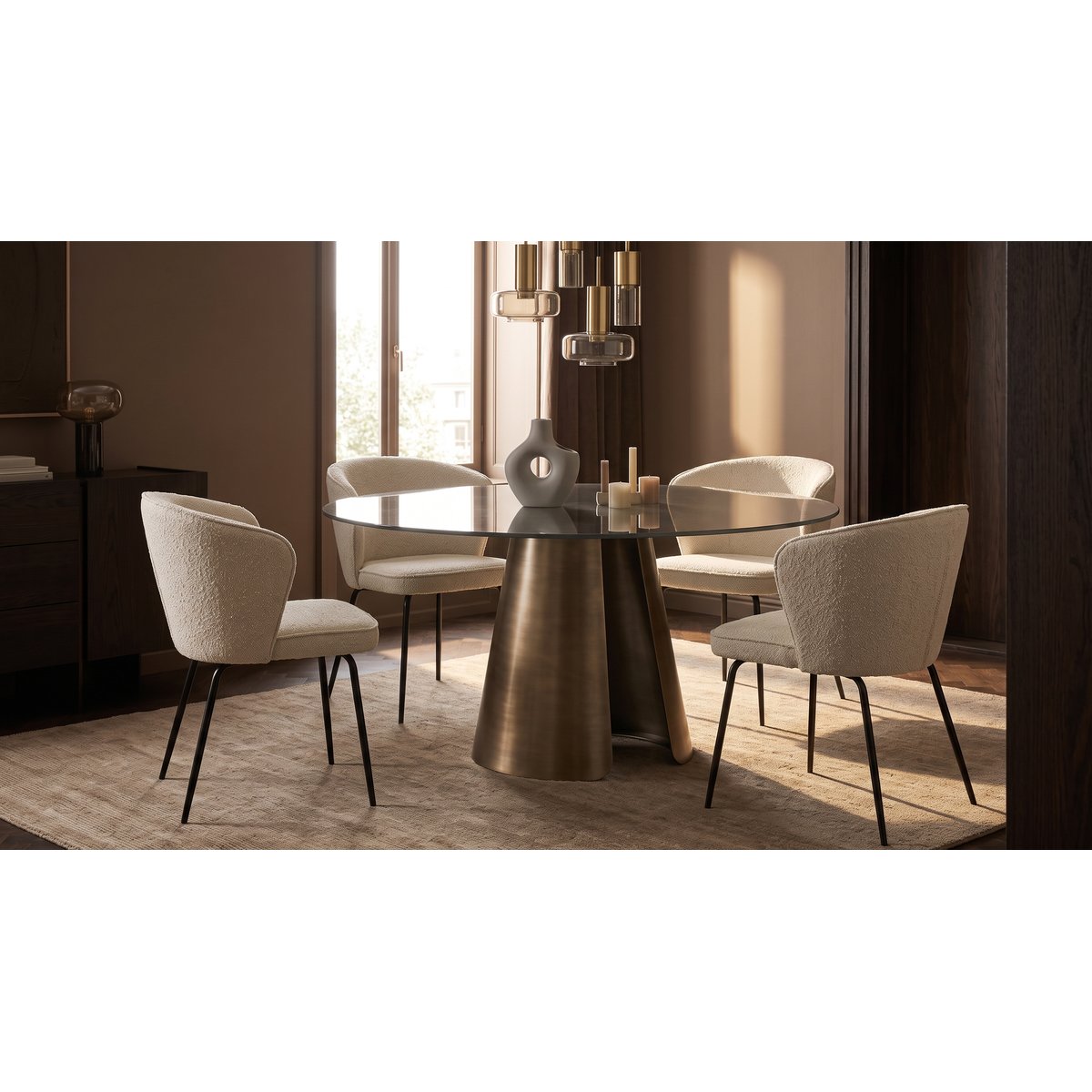Chaise repas effet laine bouclette sable, ZAGO