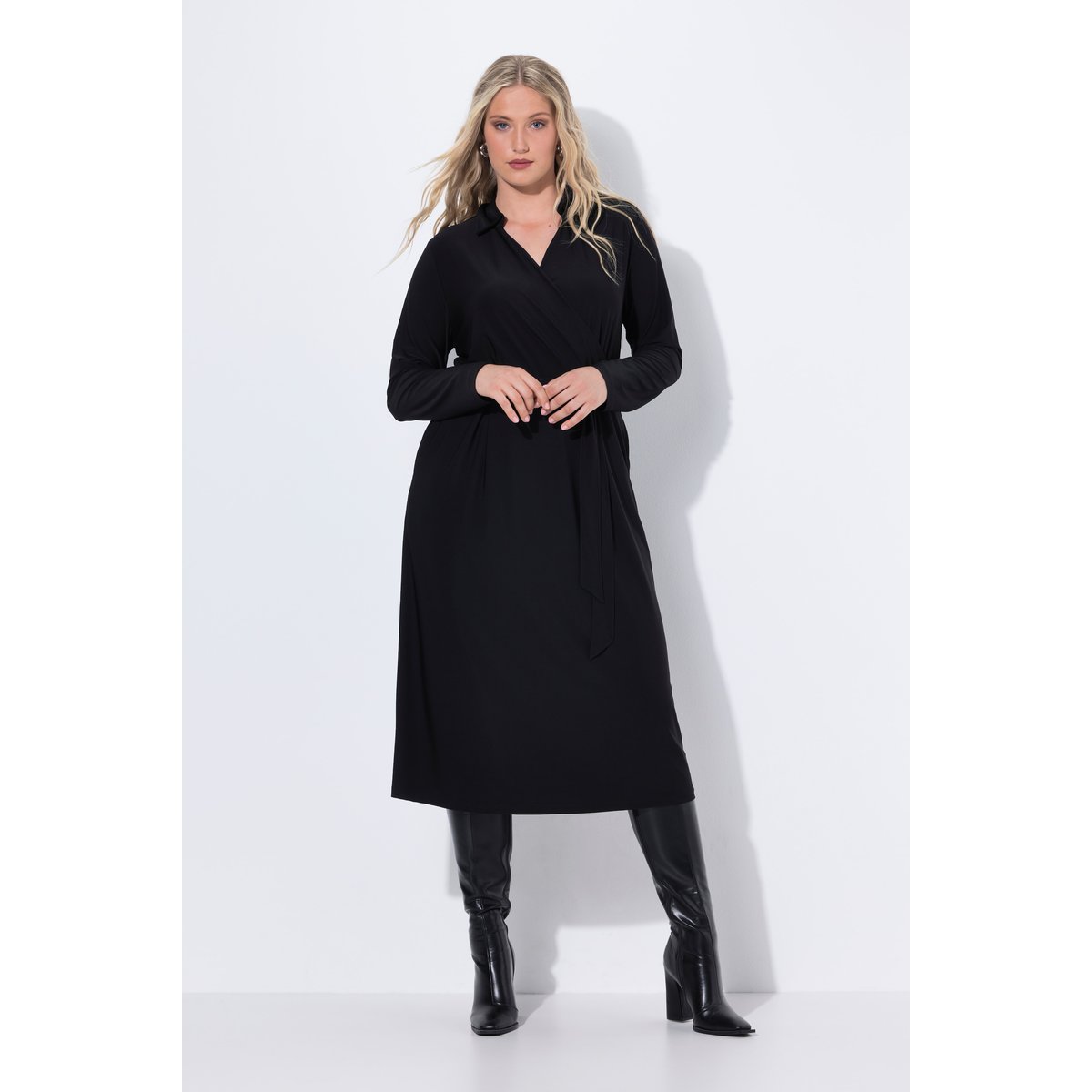 Robe midi à manches longues noir, ULLA POPKEN