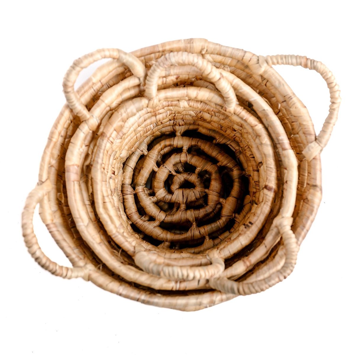 Ensemble de 3 paniers de rangement en jacinthe d'eau tressée beige, TOILINUX