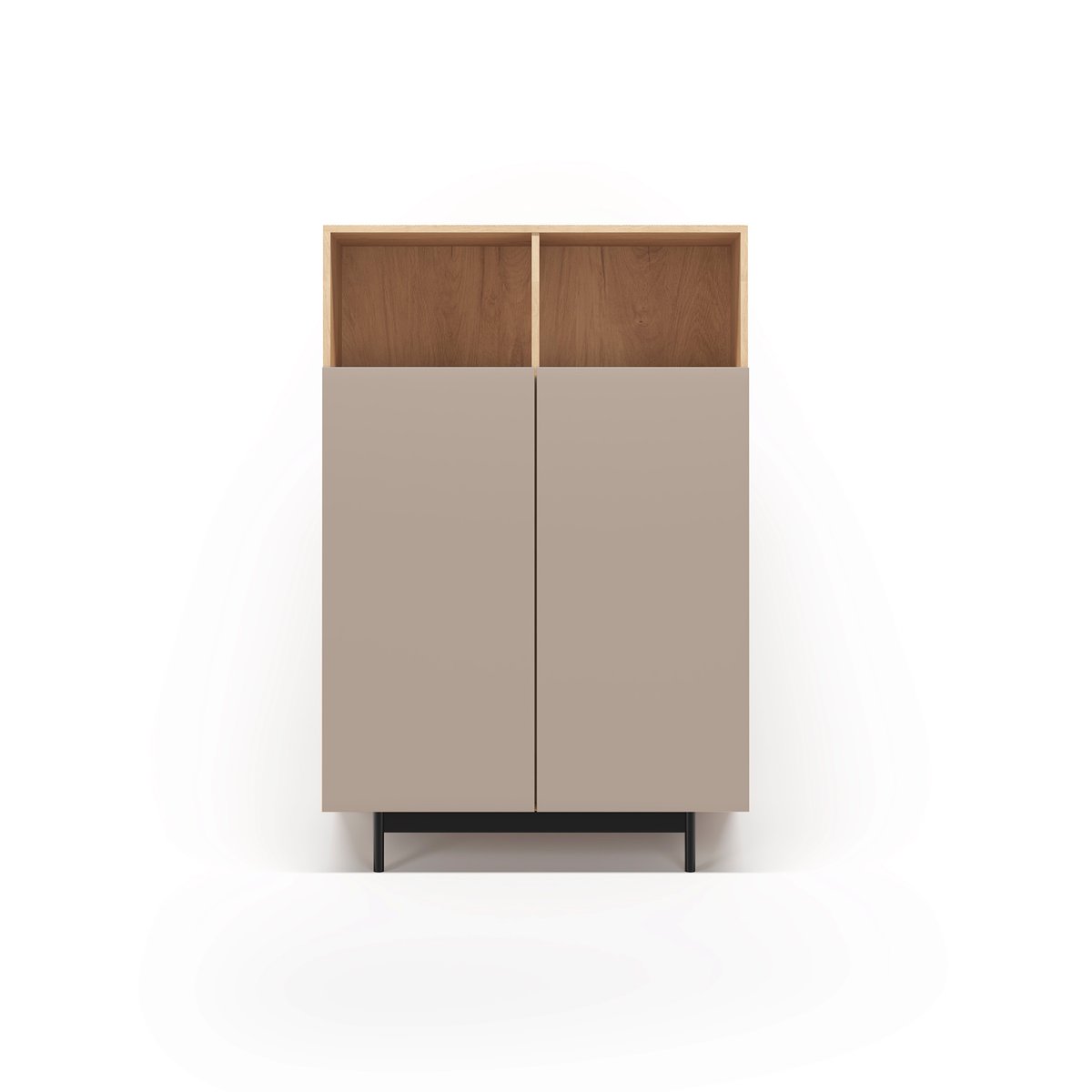 Buffet L placard 2 portes, PRINTED chêne clair-taupe, HERDASA