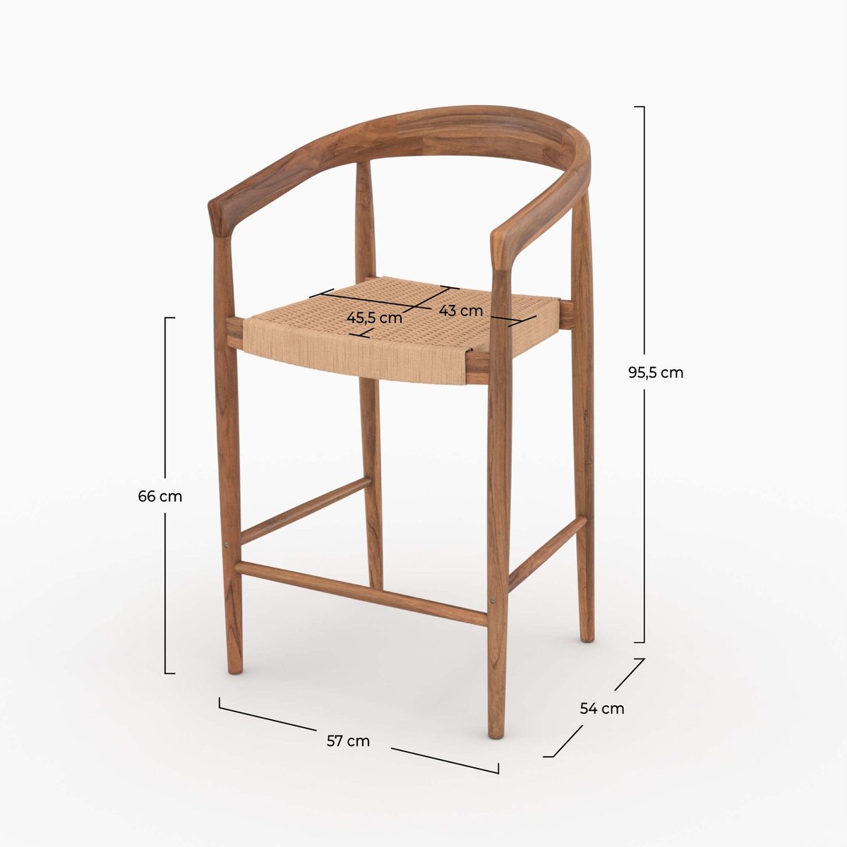 Lot de 2 chaises pour îlot central 65 cm - BALI naturel, MAISON PAVANE