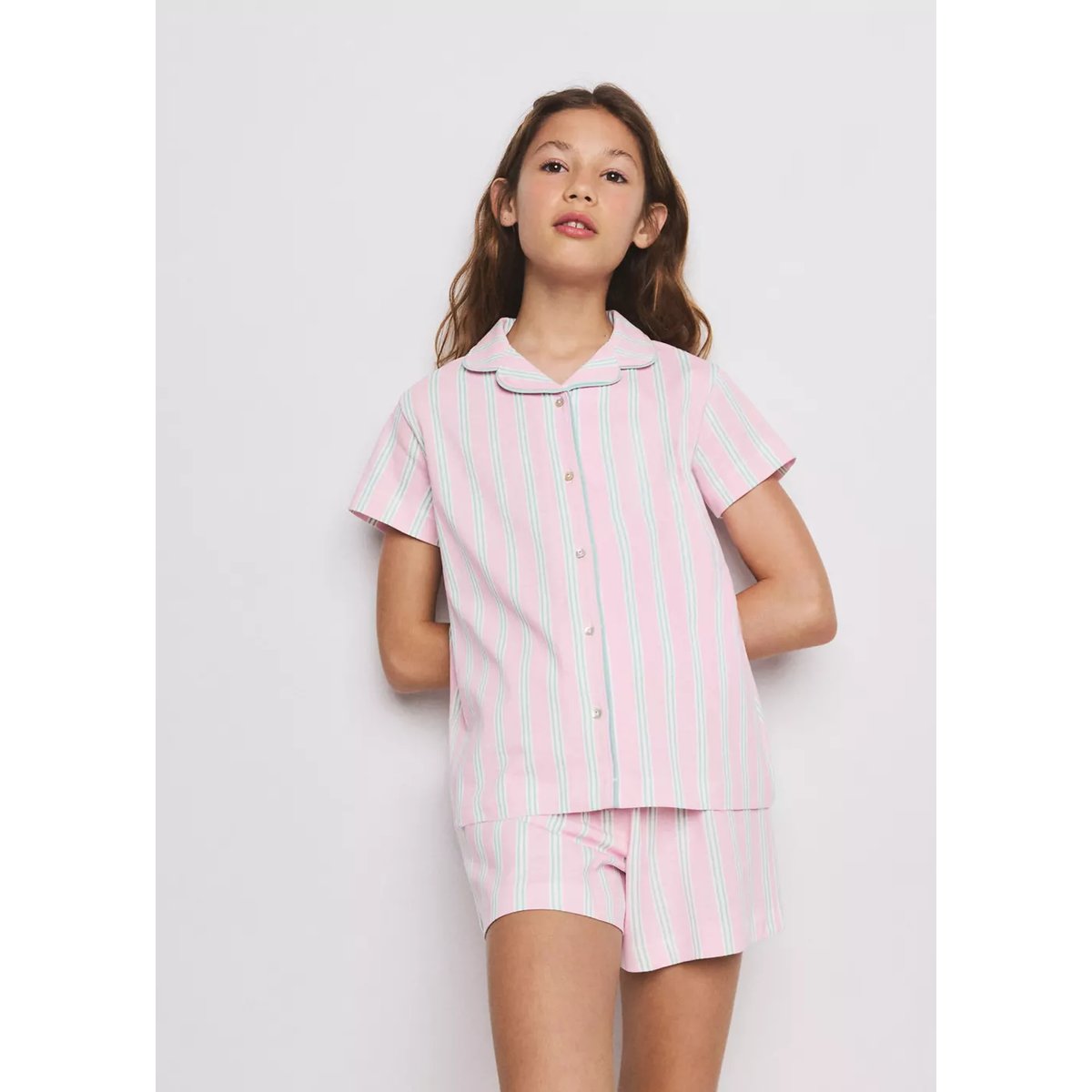 Pyjama court rayures violet clair/pastel, MANGO KIDS