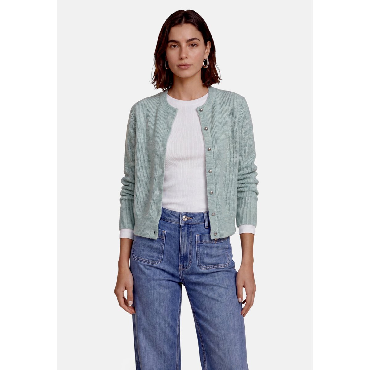 Cardigan en maille à manches longues silver blue melange, ZERO