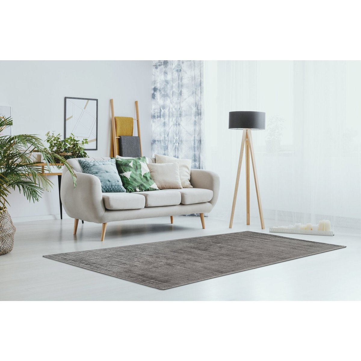 Tapis rectangulaire en viscose, KARMA anthracite, RECOLLECTION