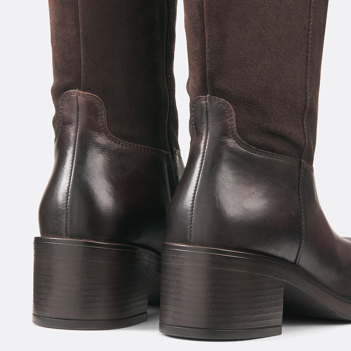 Bottes en cuir bi-matière Claire marron, JONAK