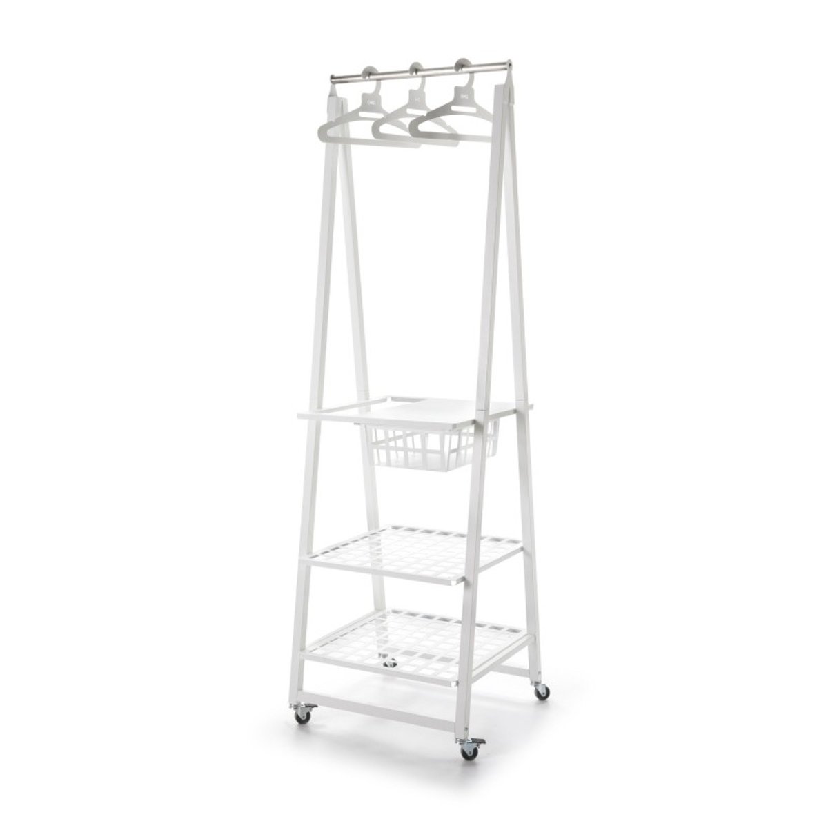 Portant à vêtements sur roulettes en métal, blanc, URBAN blanc, DON HIERRO