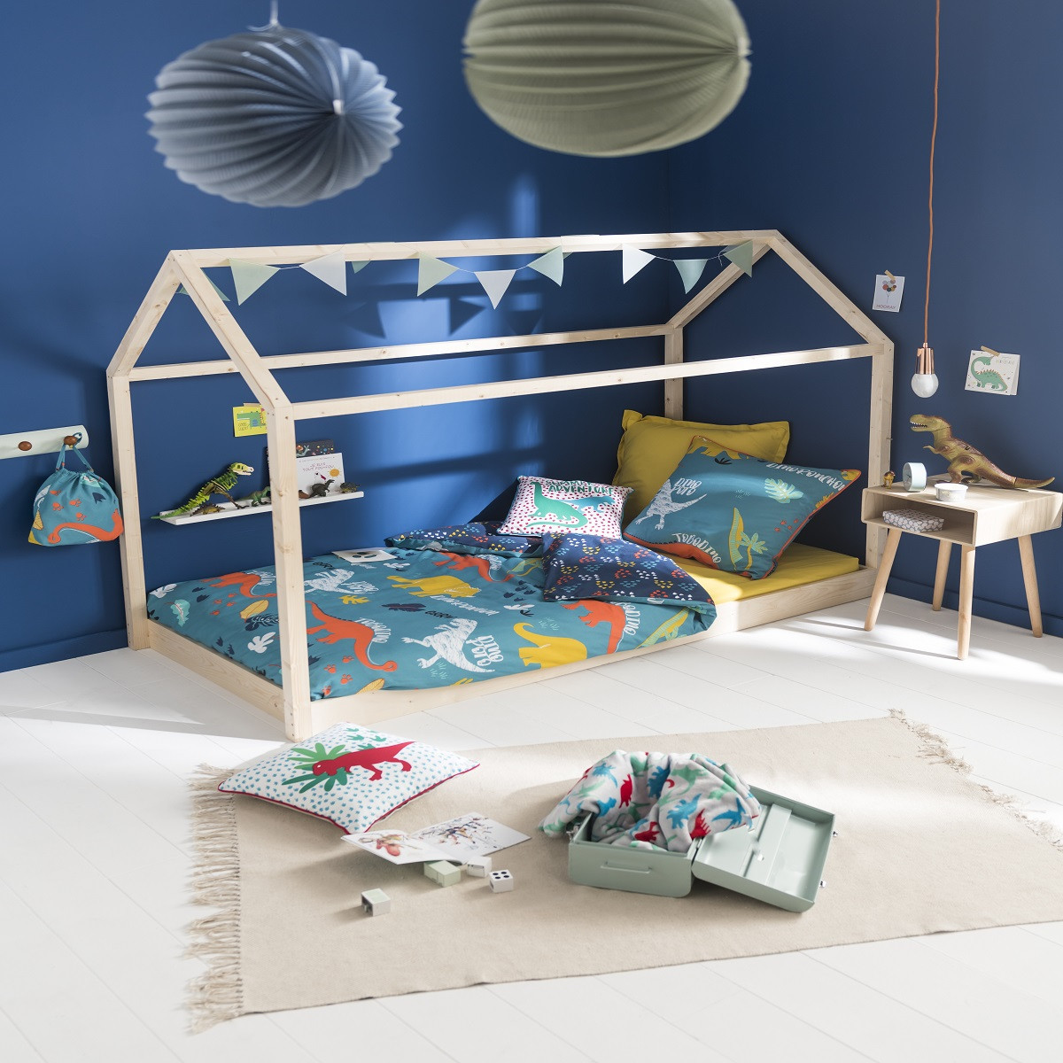 Plaid enfant dinosaure 130x150cm DINO gris, FUTURE HOME