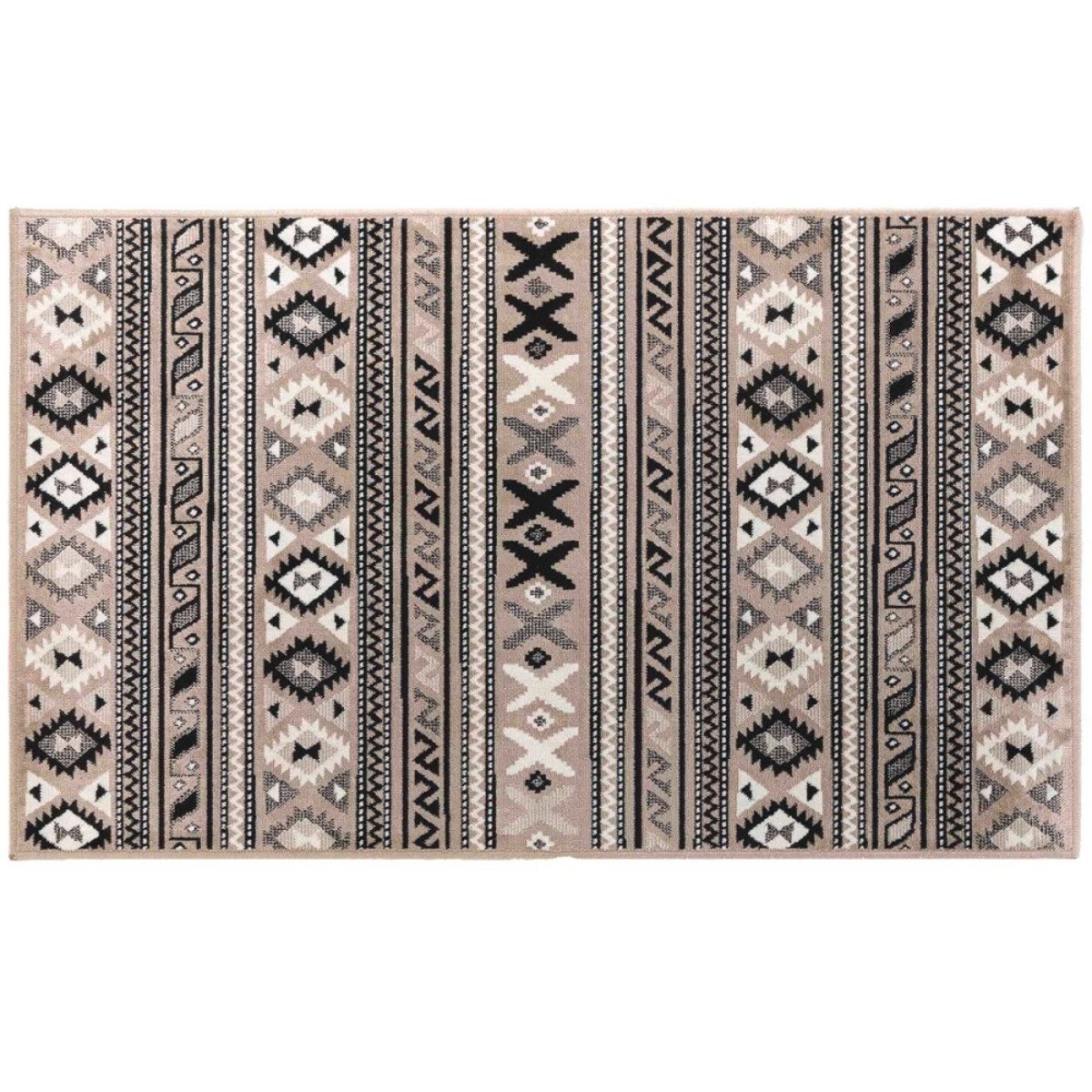 Tapis Rectangulaire 68x110  Tissé Sakari Taupe multicolore, DECORATIE