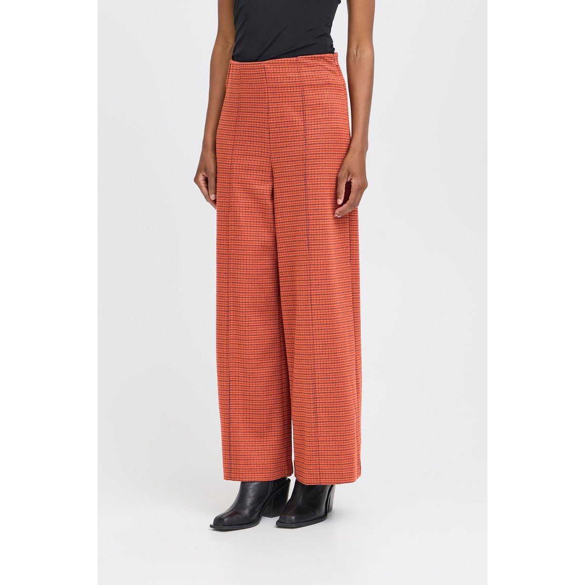 Pantalon à jambes larges, taille haute orange rooibos tea, ICHI