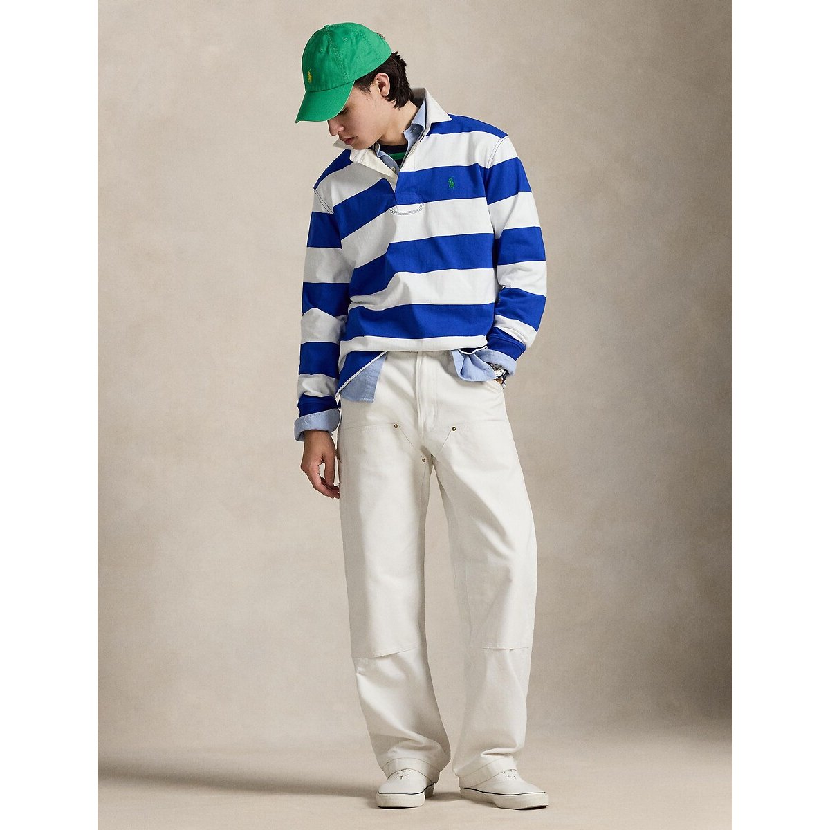Iconische rugbypolo blauw/wit, POLO RALPH LAUREN