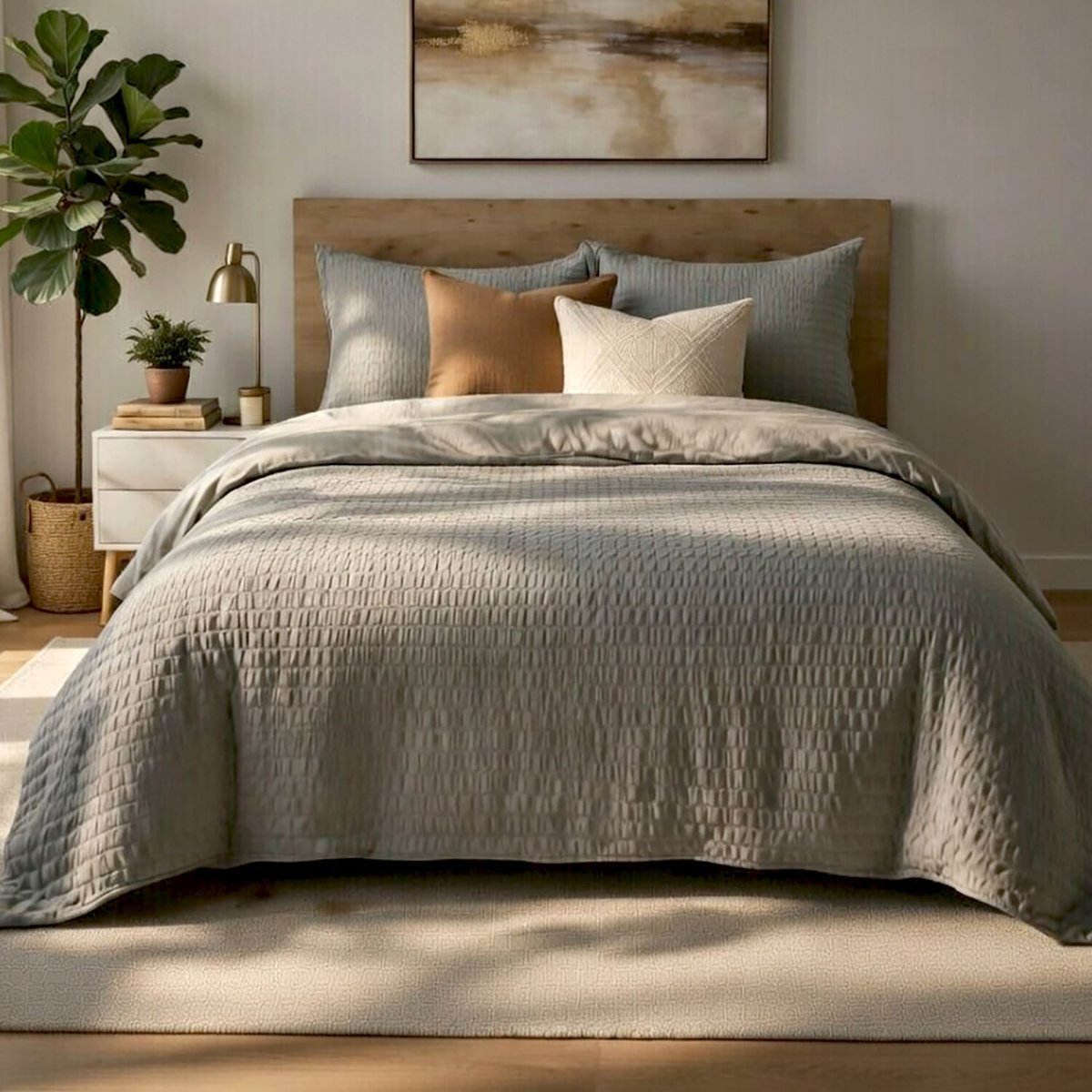 Parure housse de couette en polycoton unie, Victoria gris, C DESIGN HOME TEXTILE