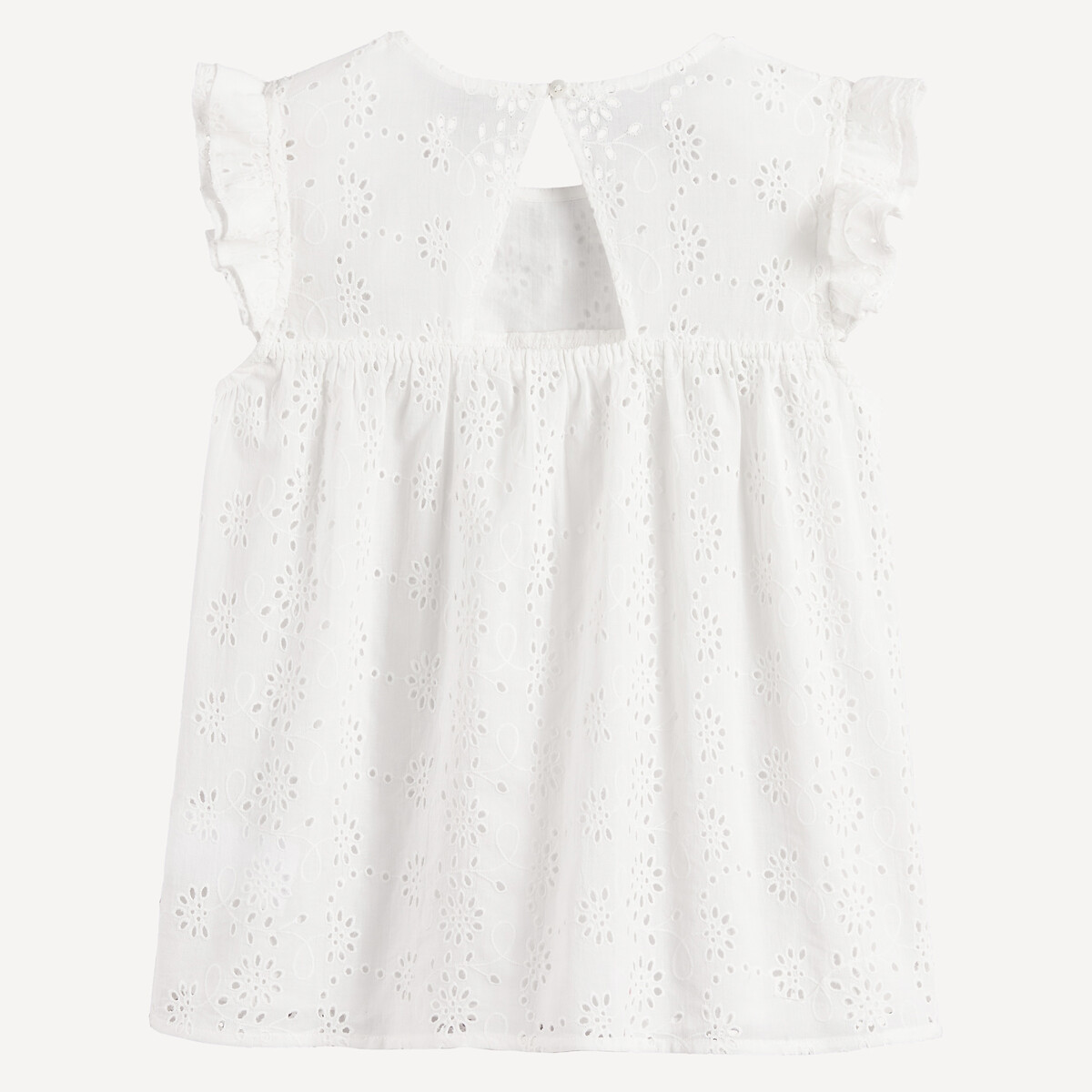 Blouse en broderie anglaise, avec volants blanc, LA REDOUTE COLLECTIONS
