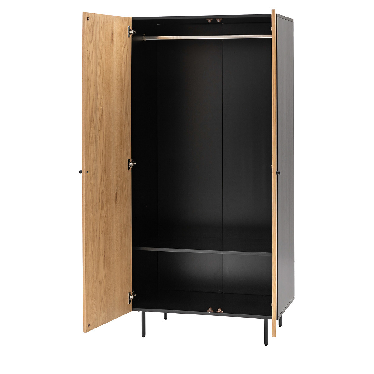 Hopewell 2 Door Oak Slatted Wardrobe natural/black, SO'HOME