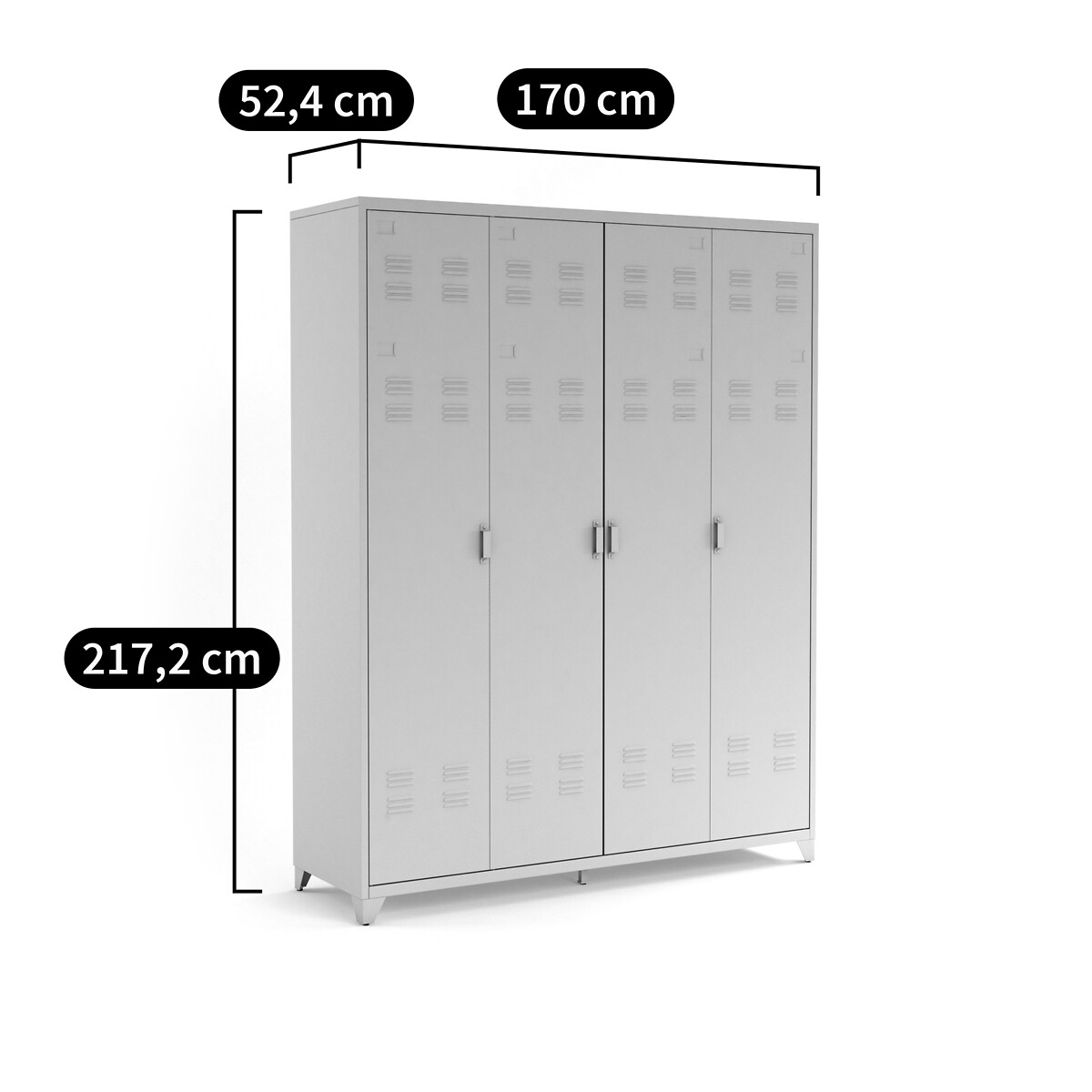 Armoire 4 portes en métal acier, Hiba gris, LA REDOUTE INTERIEURS