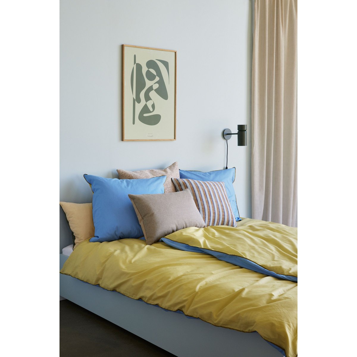 Parure de lit AKI bleu/jaune, HUBSCH