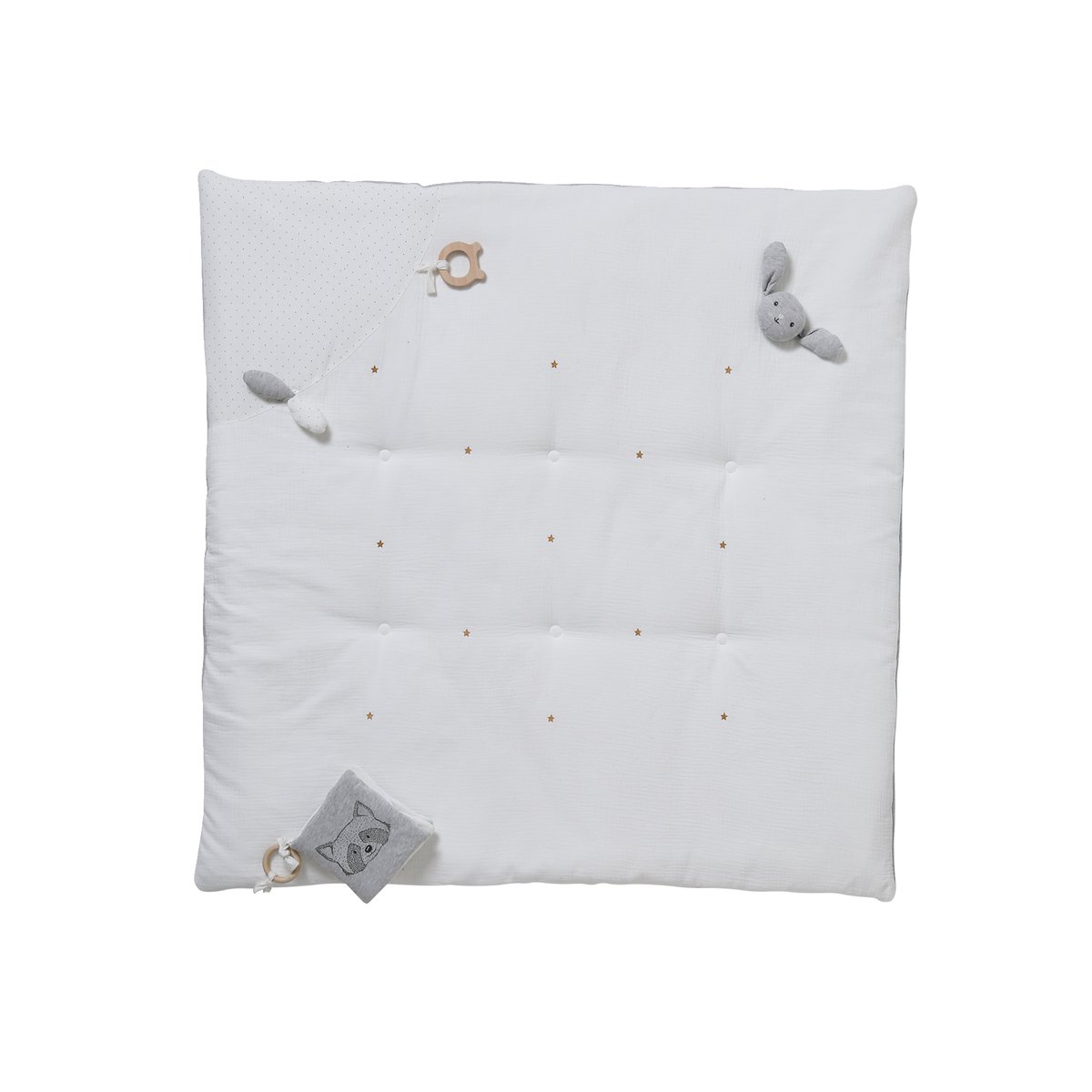 Tapis d'éveil en gaze de coton bio* MINI COMPAGNIE gris, VERTBAUDET