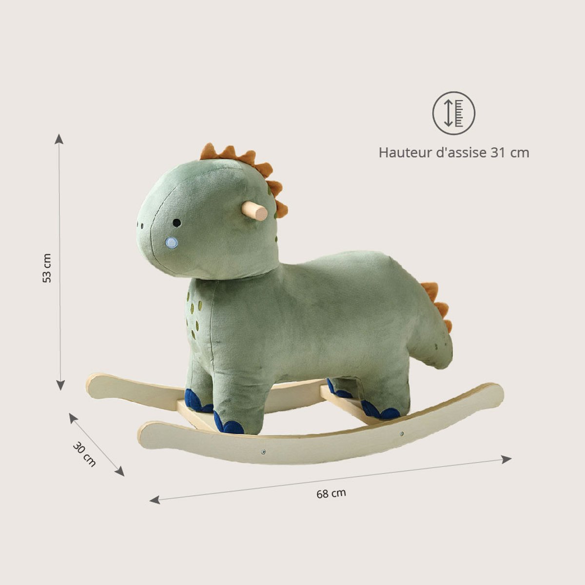 Cheval à bascule dino vert, PETITE AMELIE