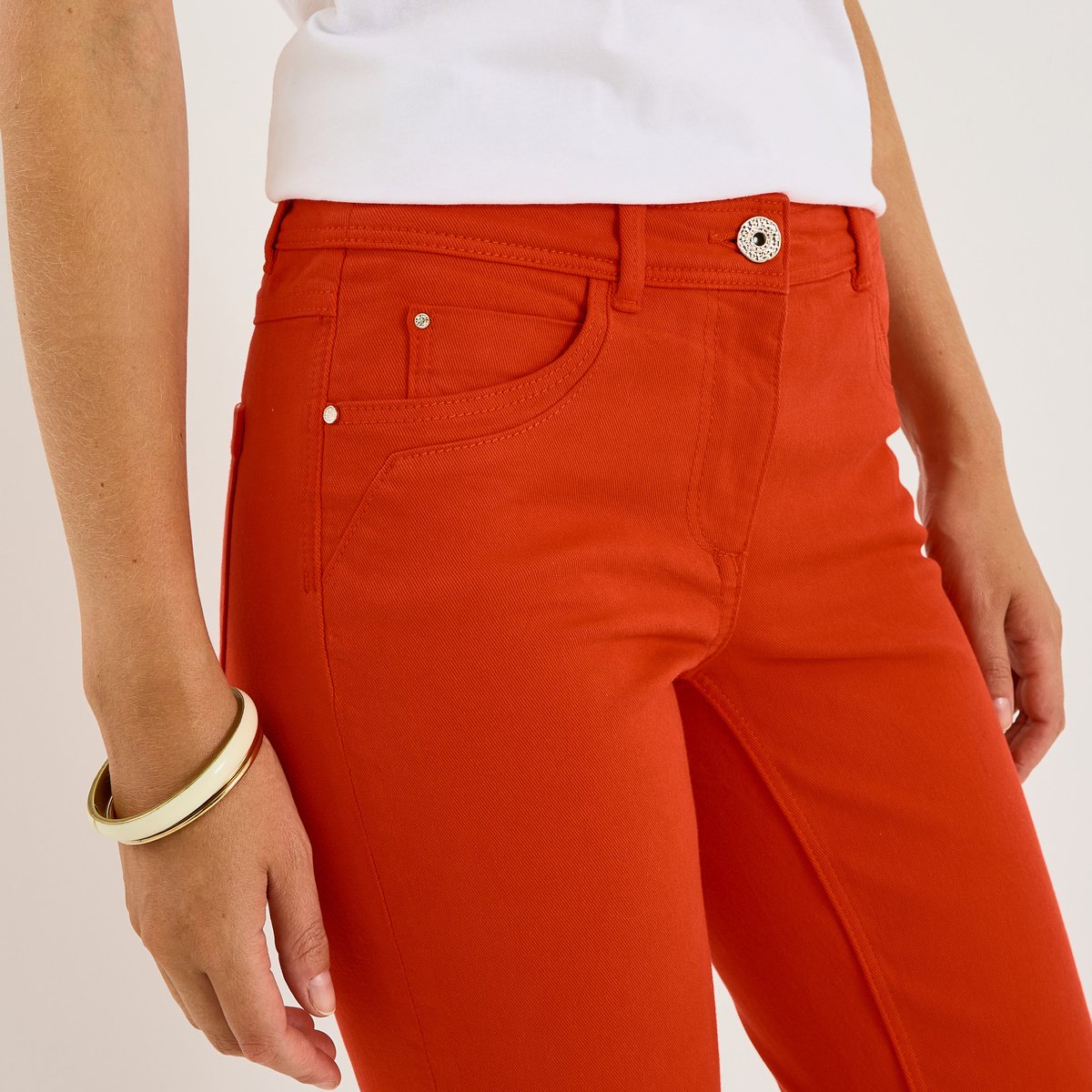 Jean slim raccourci TOKYO R01 orange rouge, GRAIN DE MALICE
