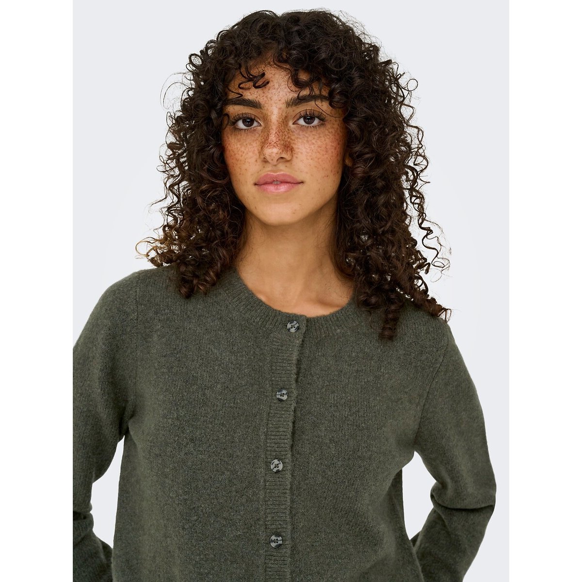 Kurzer Cardigan mit langen Ärmeln und Rundhalskragen khaki, JDY