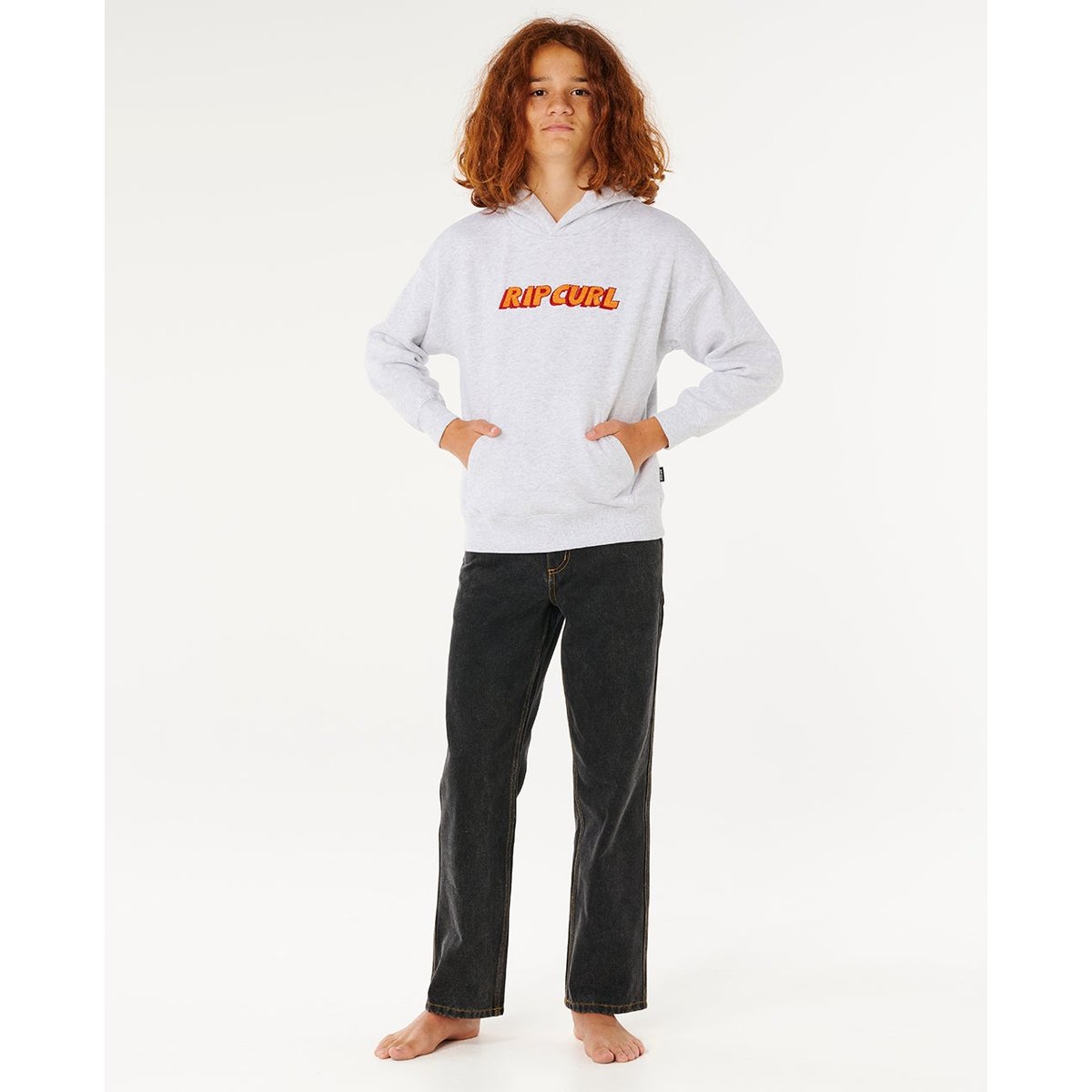 Sweat à capuche Eternal Shred LOGO garçon gris clair chiné, RIP CURL