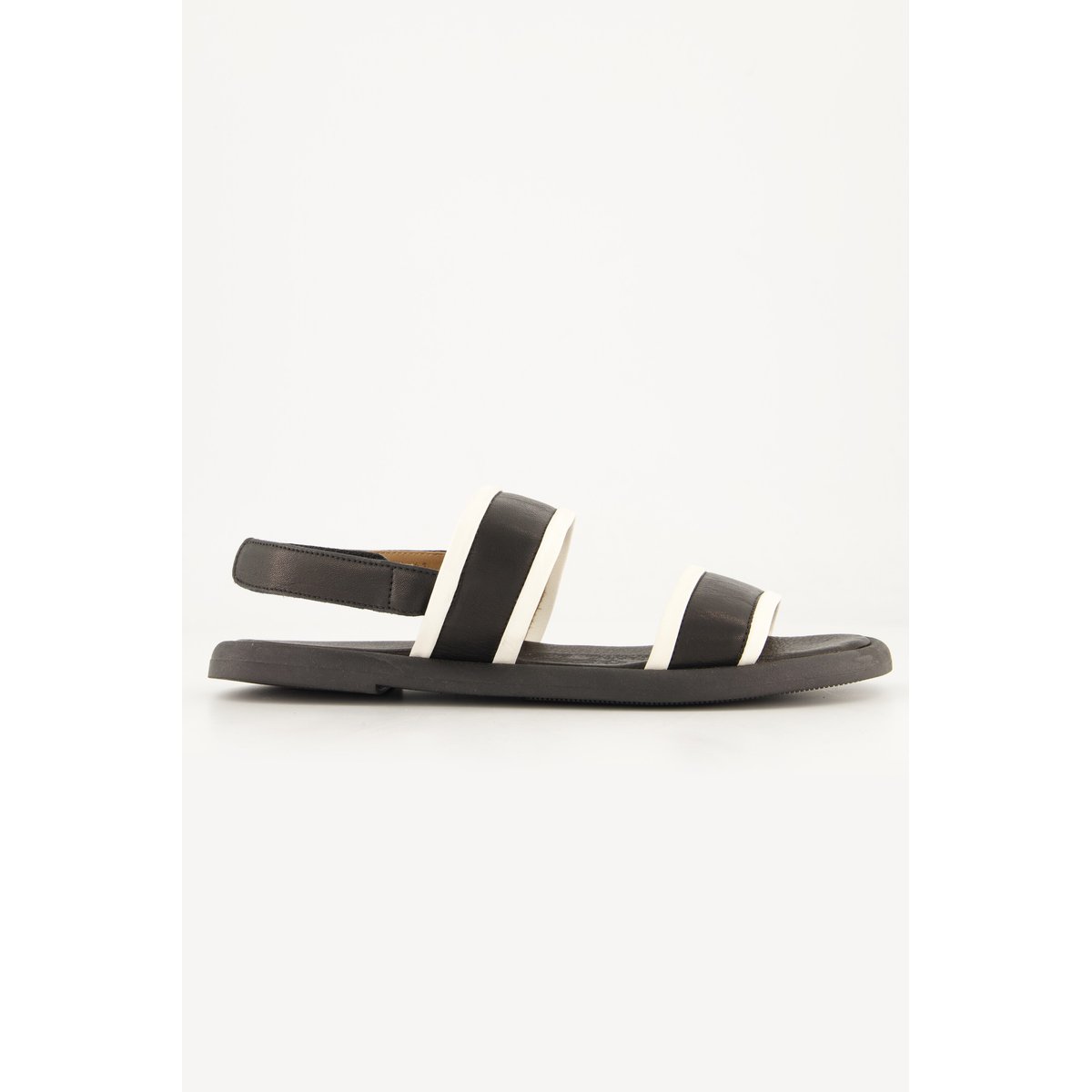 Sandales en cuir. Fermeture velcro - largeur , pied large noir, ULLA POPKEN
