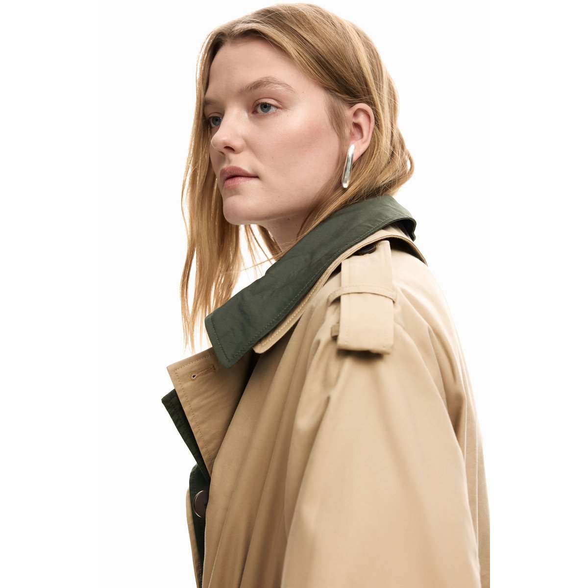 Trench-coat bicolore amovible marron, DESIGUAL