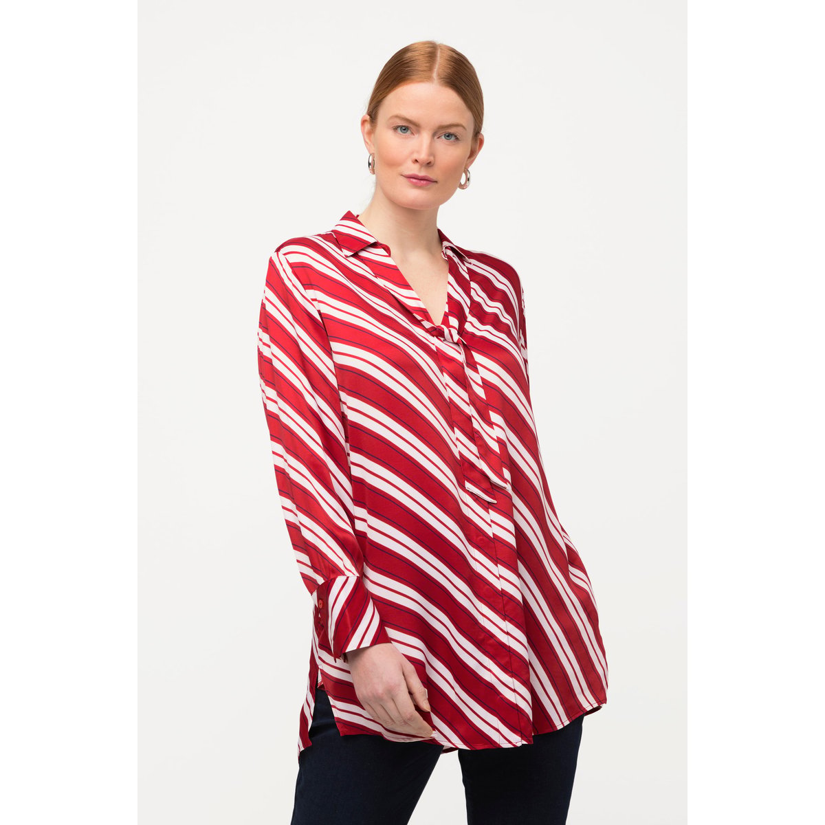 Chemisier long, rayures, ligne en A salsa, ULLA POPKEN