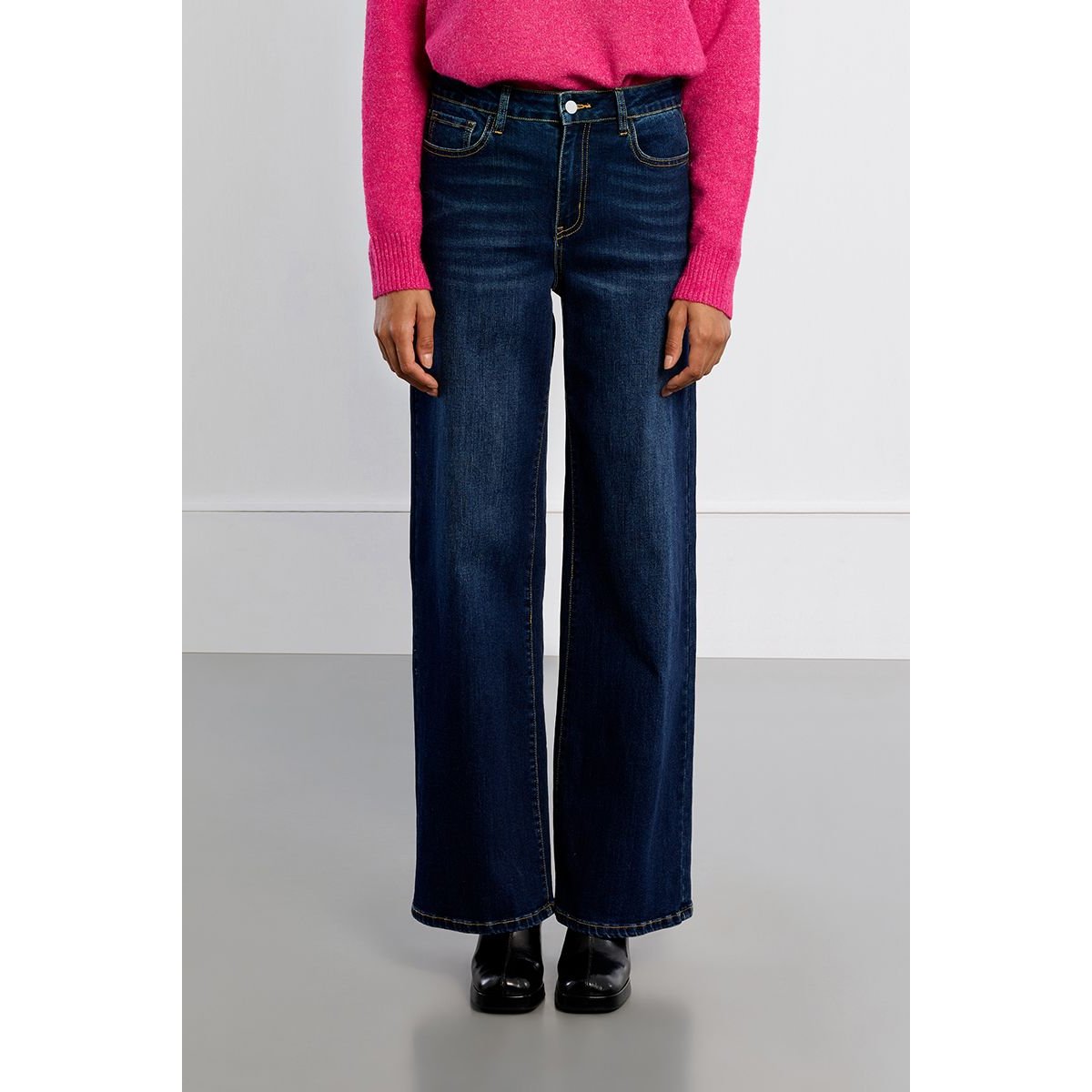 Denim taille haute, large brut denim, LILI SIDONIO