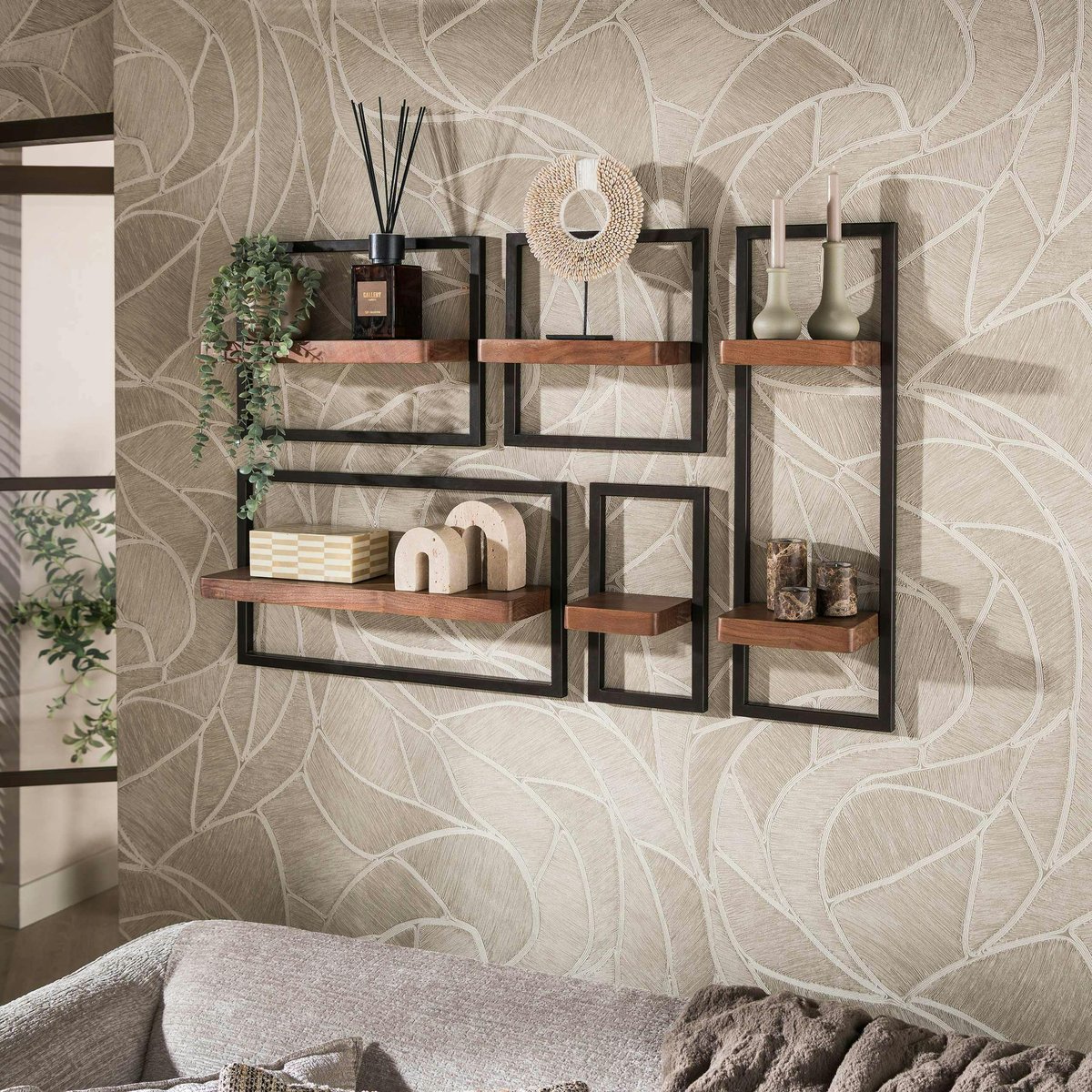 Etagères murales bois d'acacia brun (lot de 5) NAKO marron, PIER IMPORT