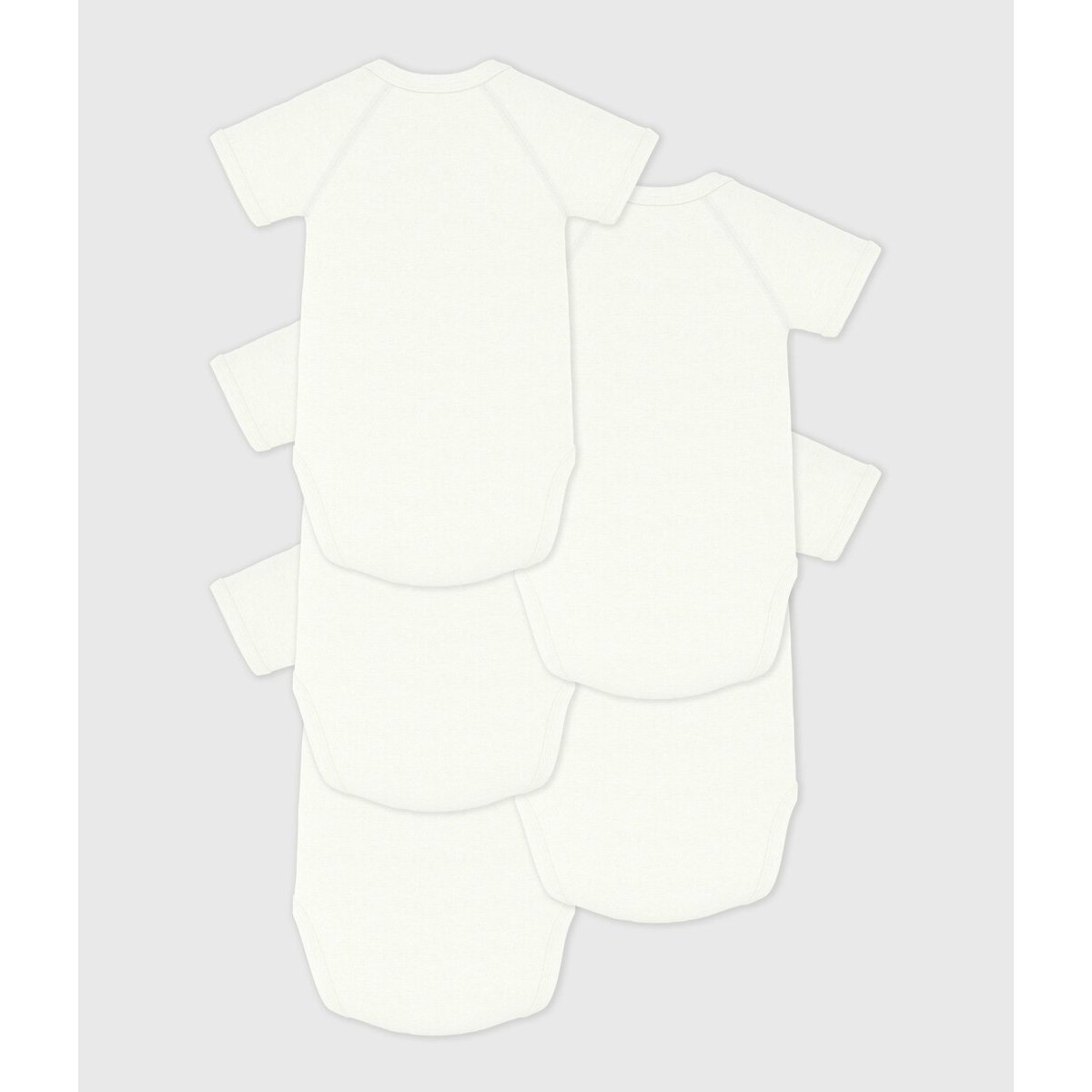 Lot de 5 bodies manches courtes blanc, PETIT BATEAU