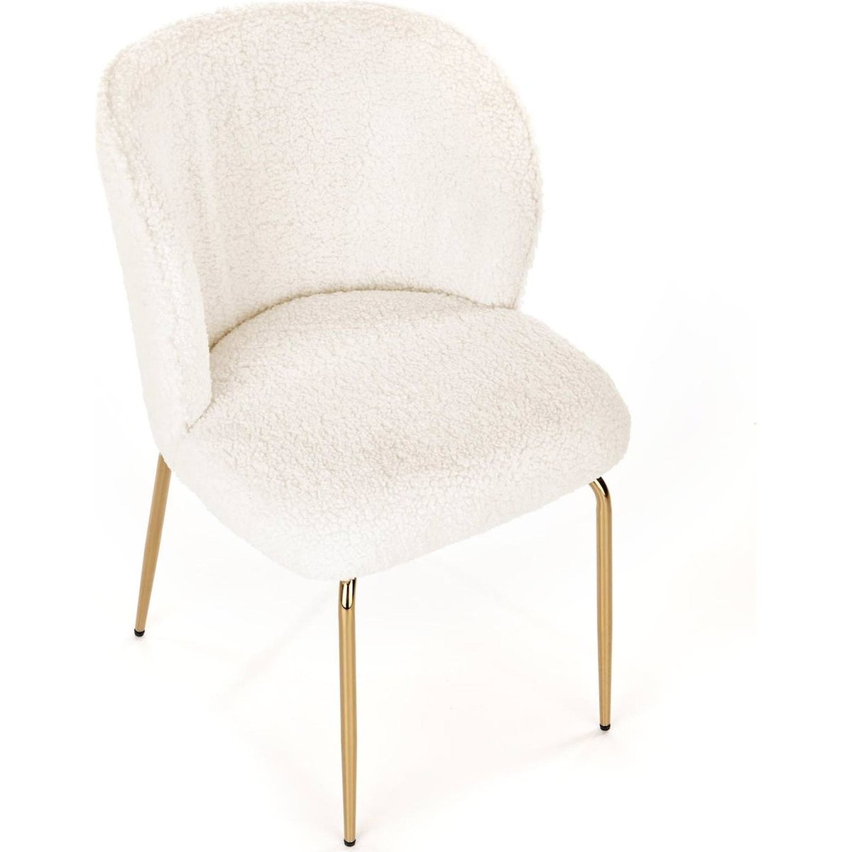 Chaise bouclette collection PEYAD pieds métal beige bouclette et doré, RECOLLECTION