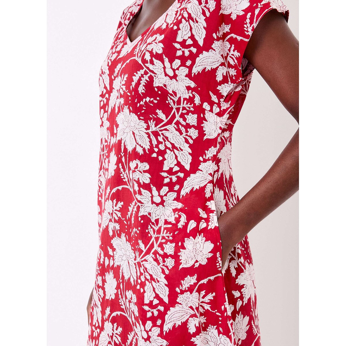 Robe longue imprimée voile de coton bio ALAIANE rouge varana, LA FIANCÉE