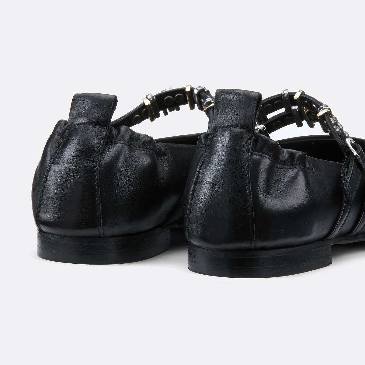 Ballerines babies en cuir noir, MJUS