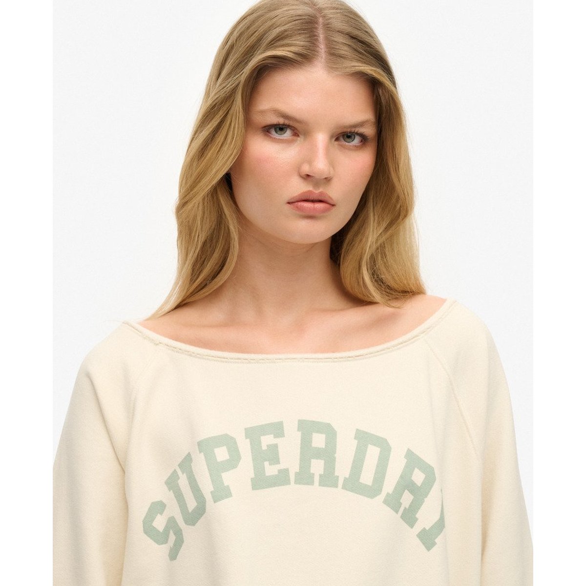 Sweatshirt Bardot Athletic Essentials blanc cassé os du désert, SUPERDRY