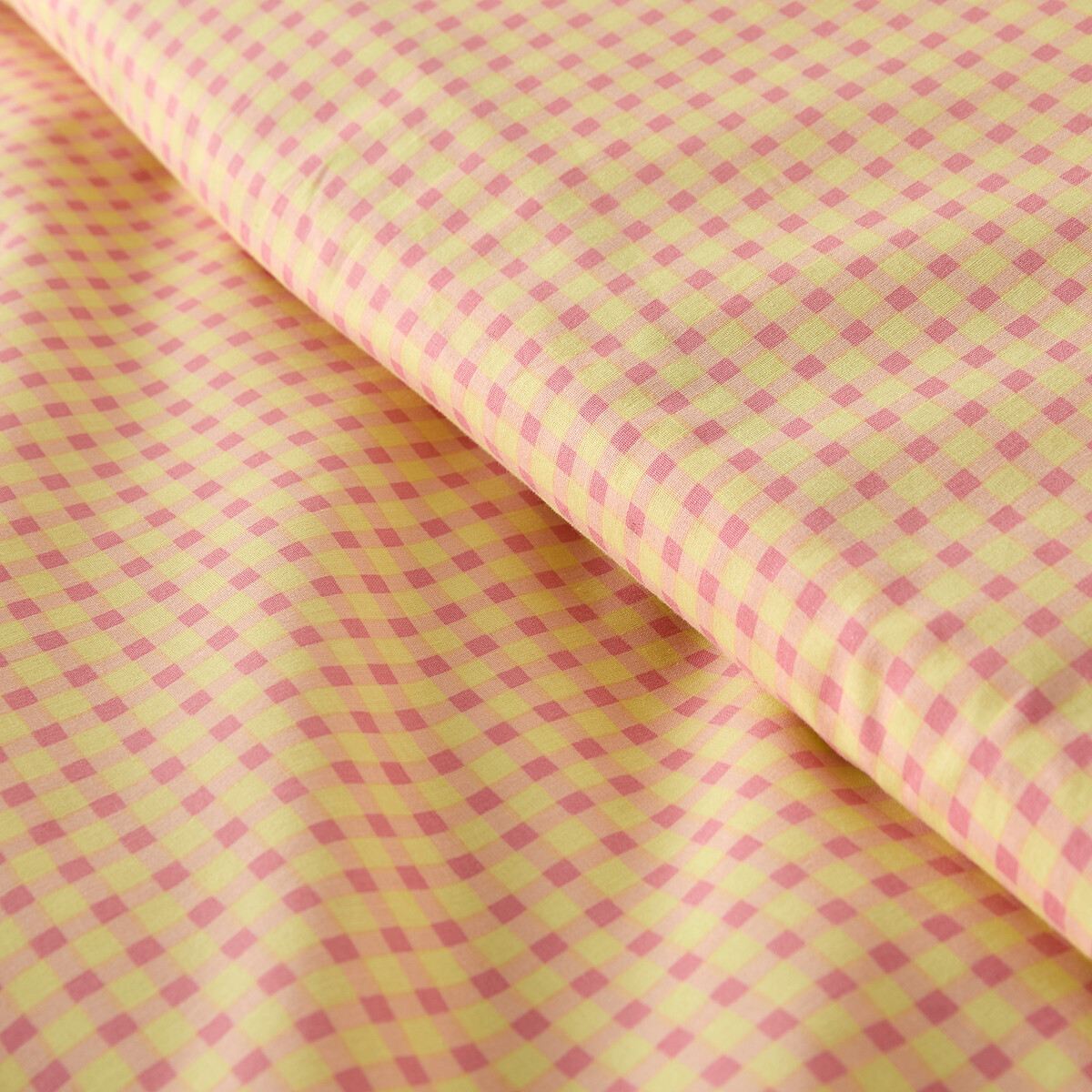 Parure de lit 30% coton recyclé, taie rectangulaire, imprimé carreaux, LESIA vichy rose, LA REDOUTE INTERIEURS