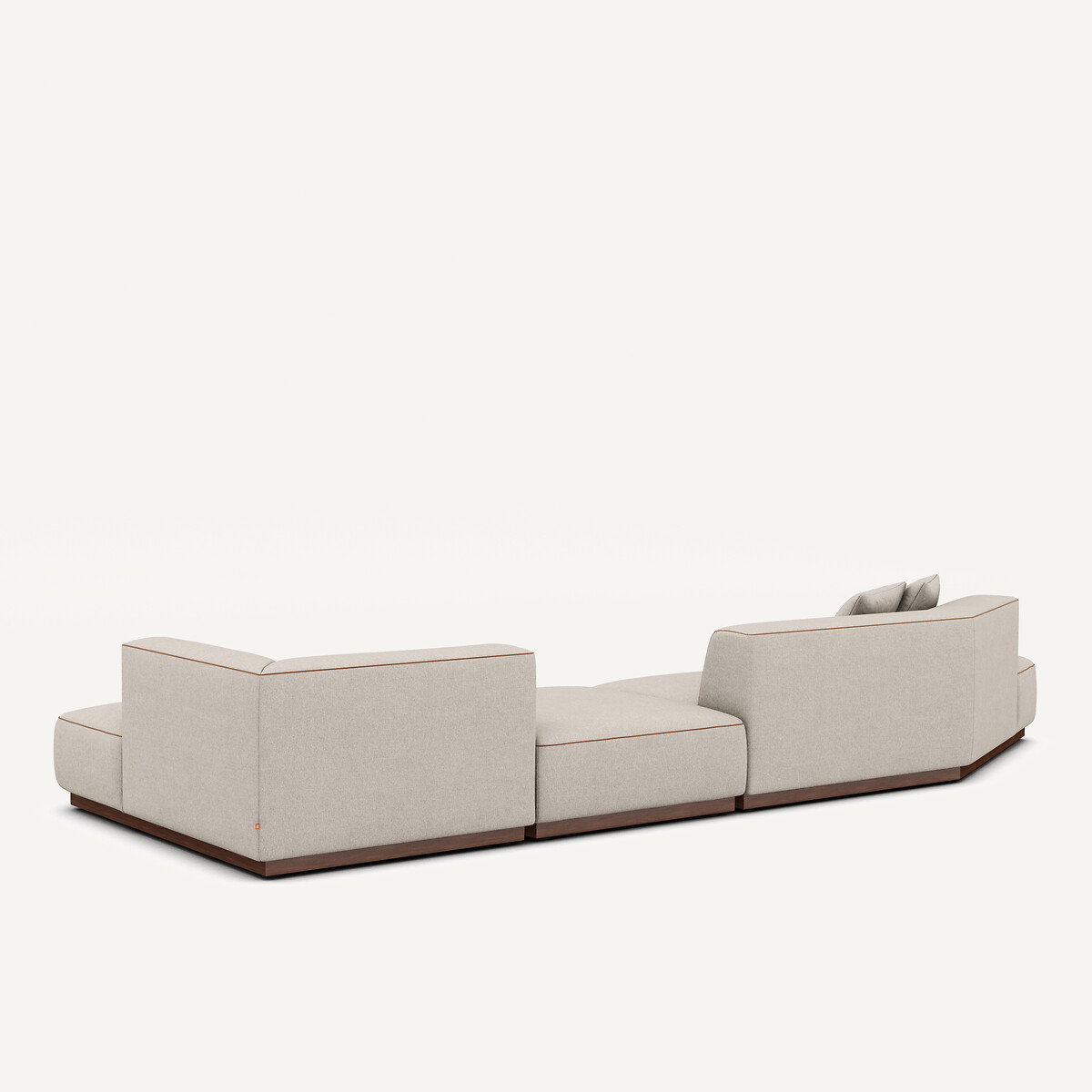 Canapé d'angle droit ouvert avec repose-pieds en texturé viscose et lin, JACOPO naturel, AM.PM