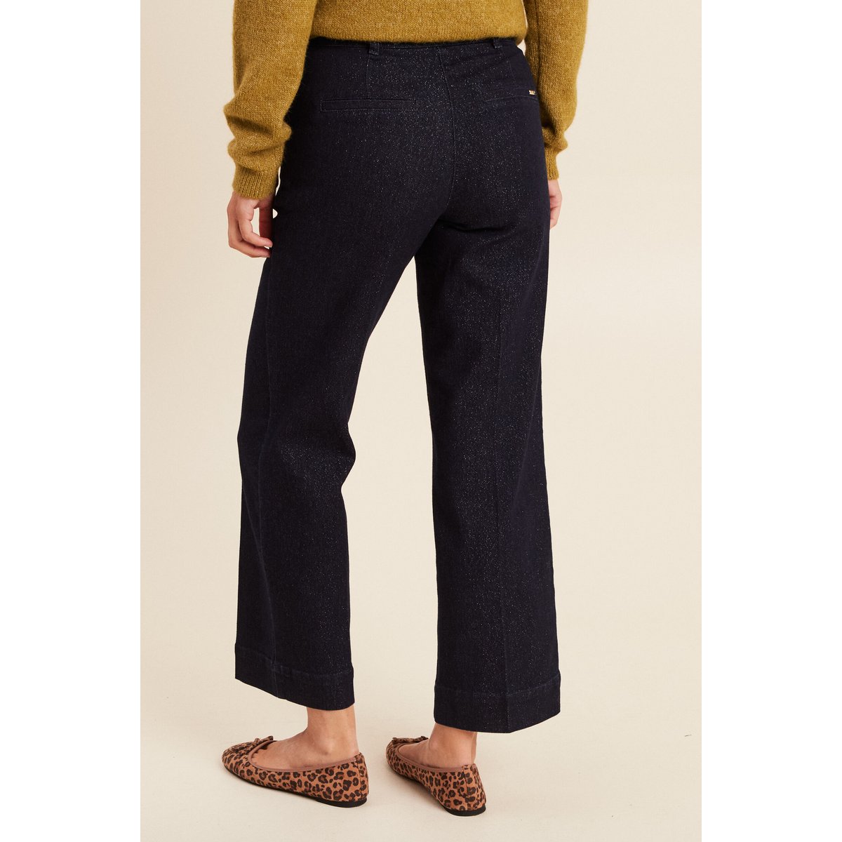 Jean large taille haute à paillettes denim brut, BREAL