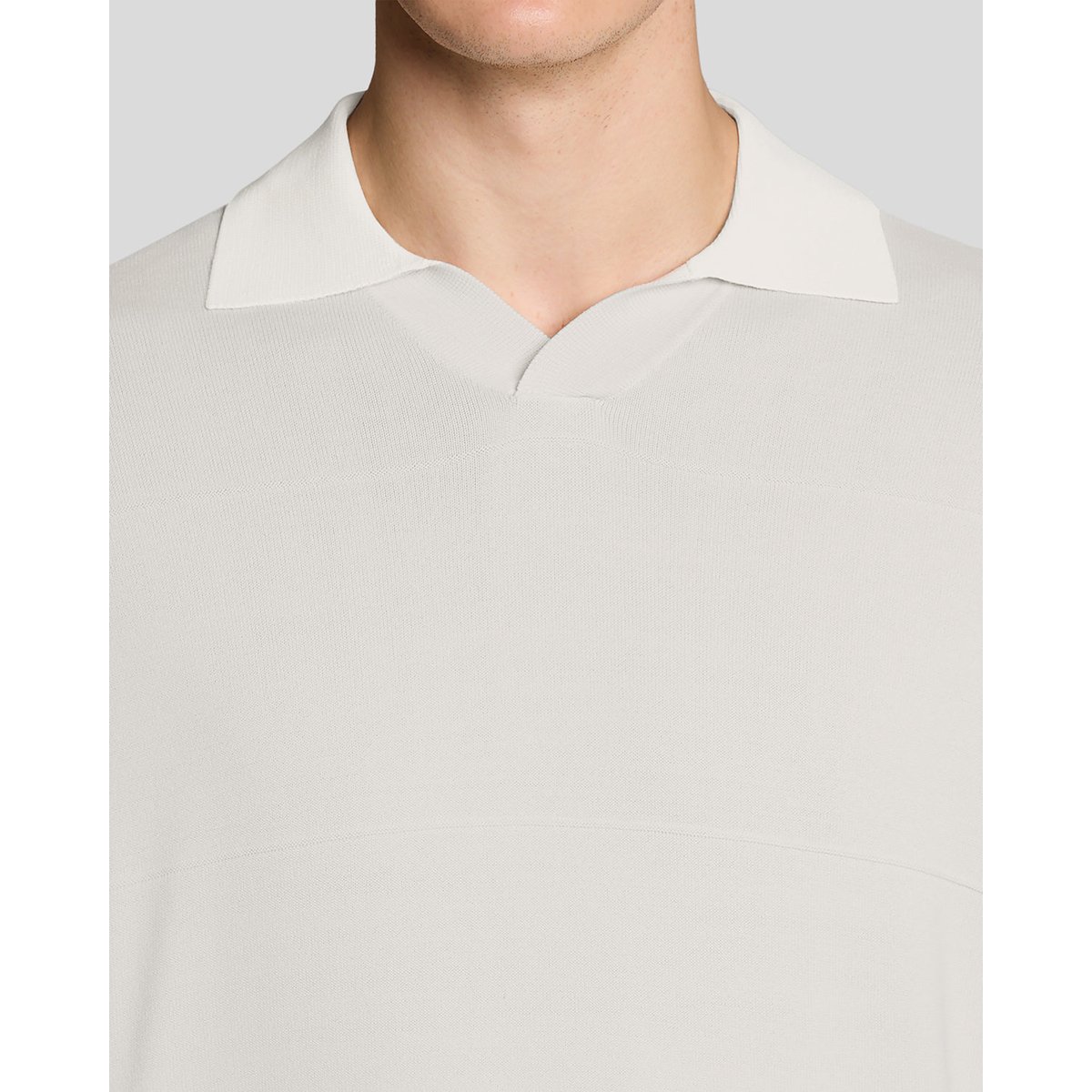 Polo col ouvert fin en maille gris lucarne, LYLE & SCOTT