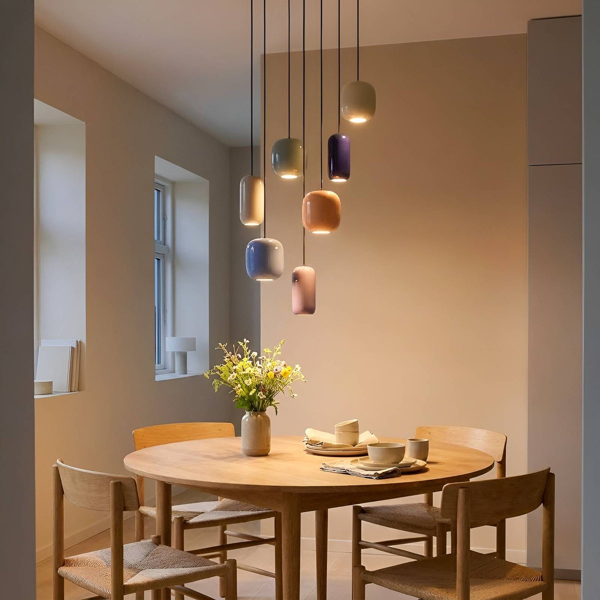 Suspension en métal design, Narion bleu, orange, bleu foncé, violet, jaune, beige, vert, LUCANDE
