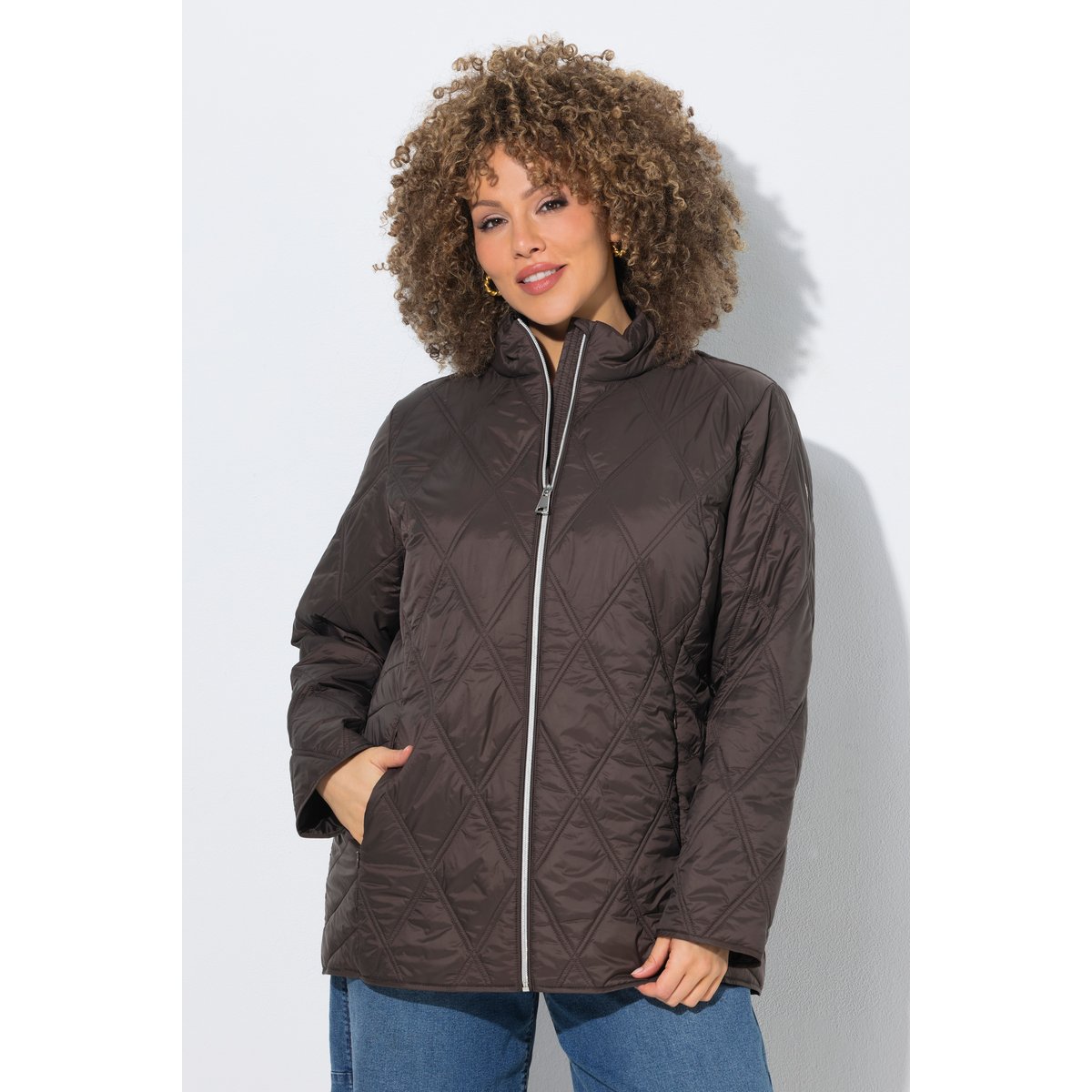 Veste matelassée HYPRAR avec col montant chocolat noir, ULLA POPKEN