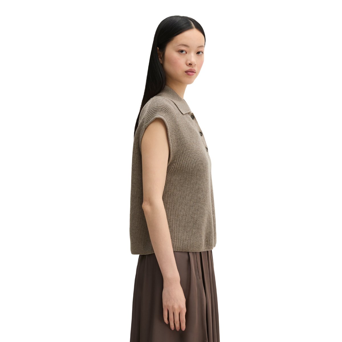 Polo en maille relaxed en qualité Organic Cotton beige, MARC O'POLO