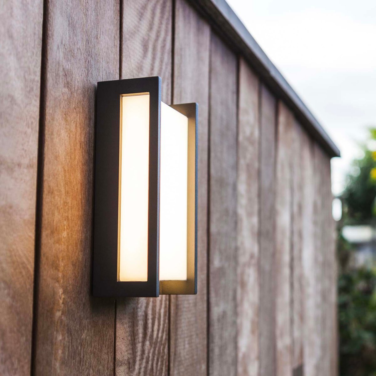 Applique murale d'extérieur sur secteur QUBO GREY aluminium LED blanc chaud H22cm dark grey, LUMISKY