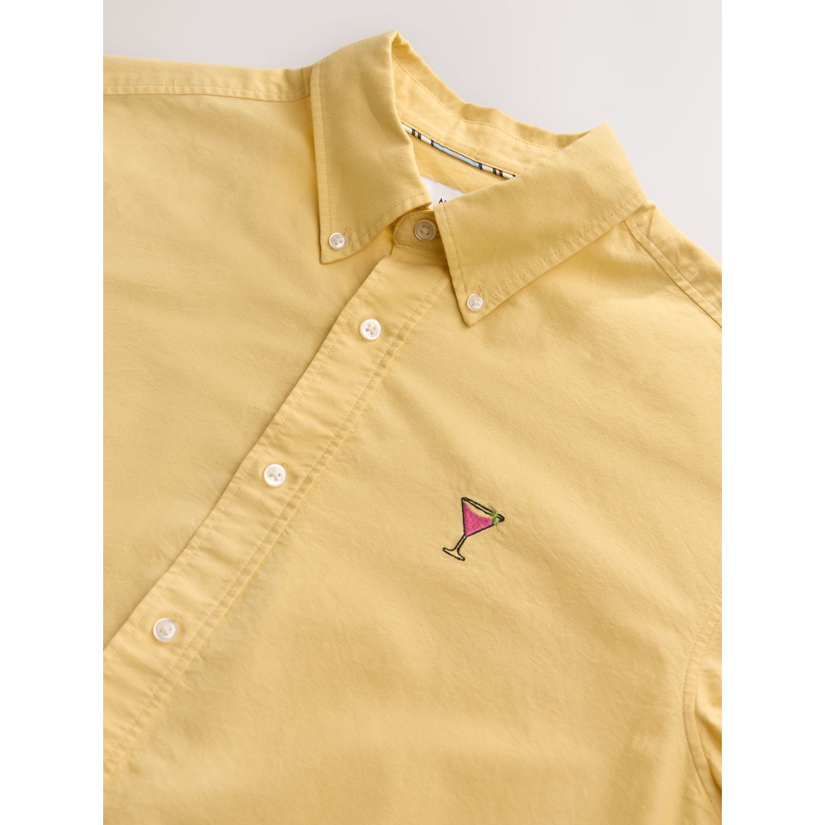 Chemise oxford légère à manches courtes broderie jaune, NEXT