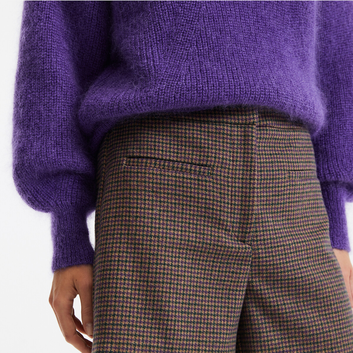 Houndstooth Check Shorts in Wool Mix houndstooth check, LA REDOUTE COLLECTIONS