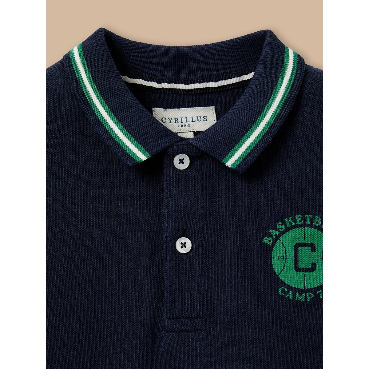Polo en maille piquée marine, CYRILLUS
