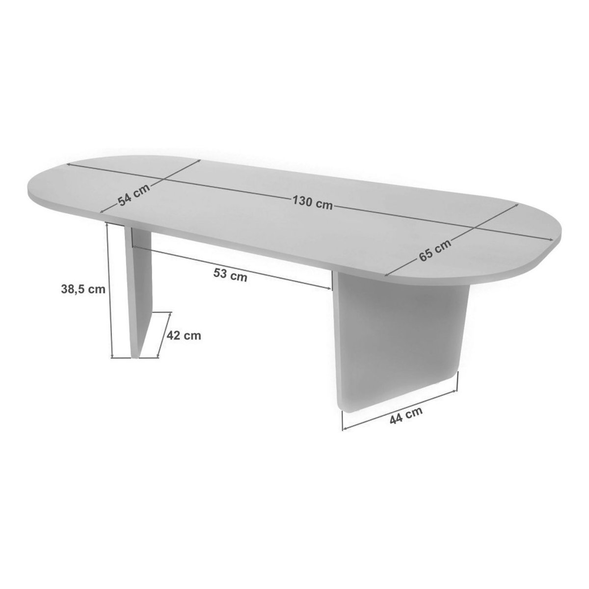 Table basse ovale en bois et effet travertin 130x65cm- SOMA beige, DRAWER