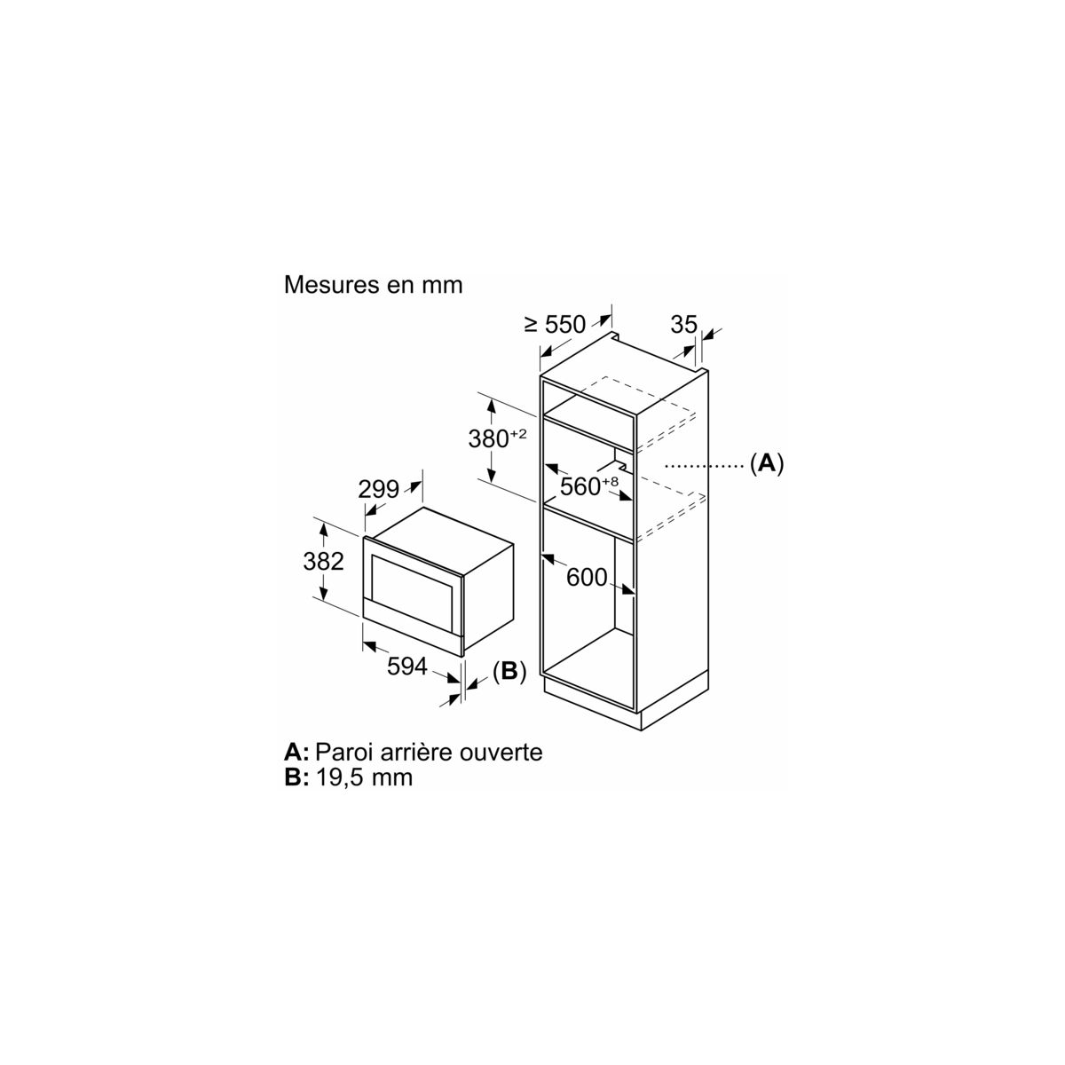 Micro ondes encastrable BFL7221B1, Série 8, AutoPilot7 noir, BOSCH